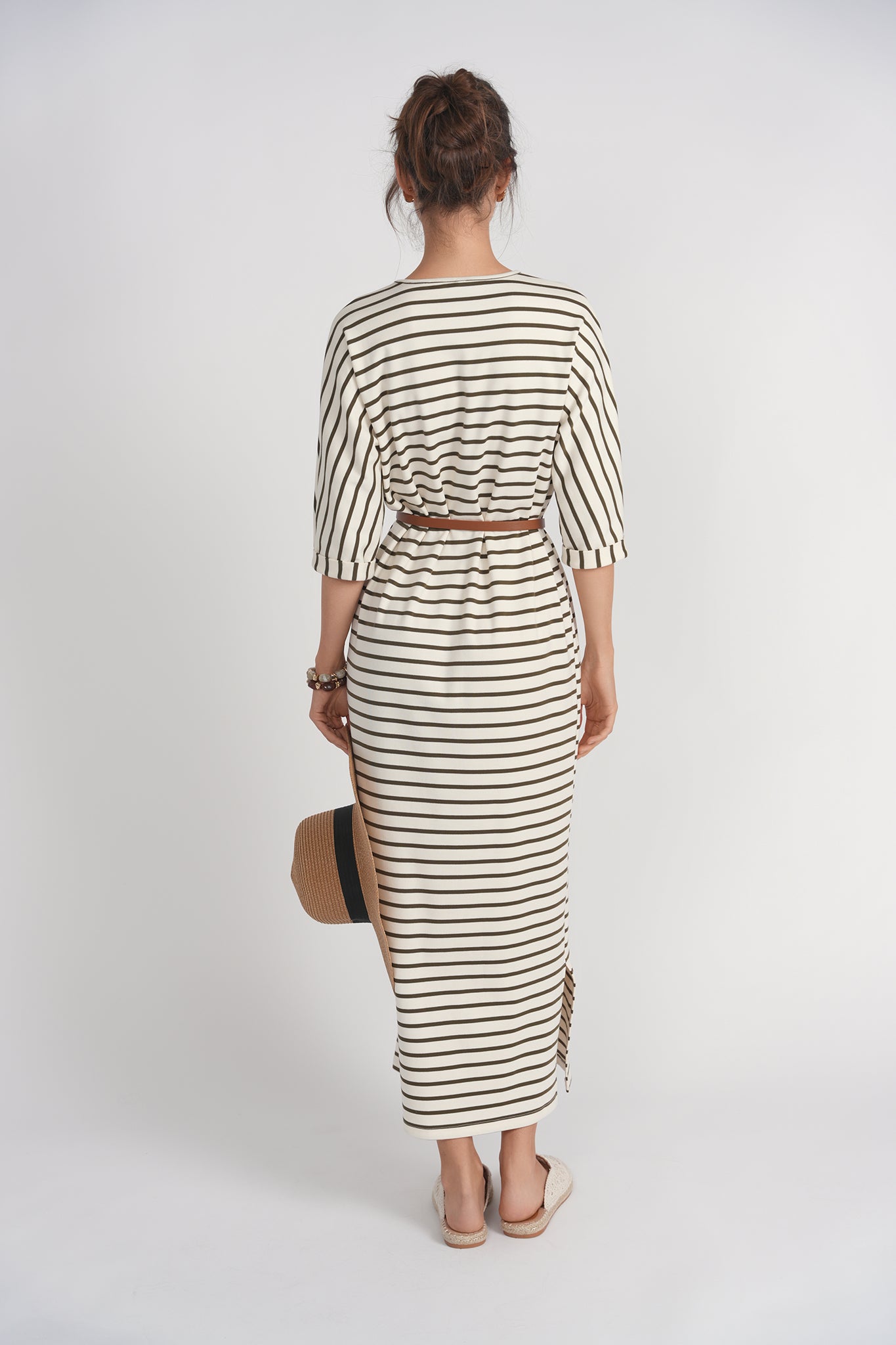 Raglan Sleeve T-shirt Dress- Stripes