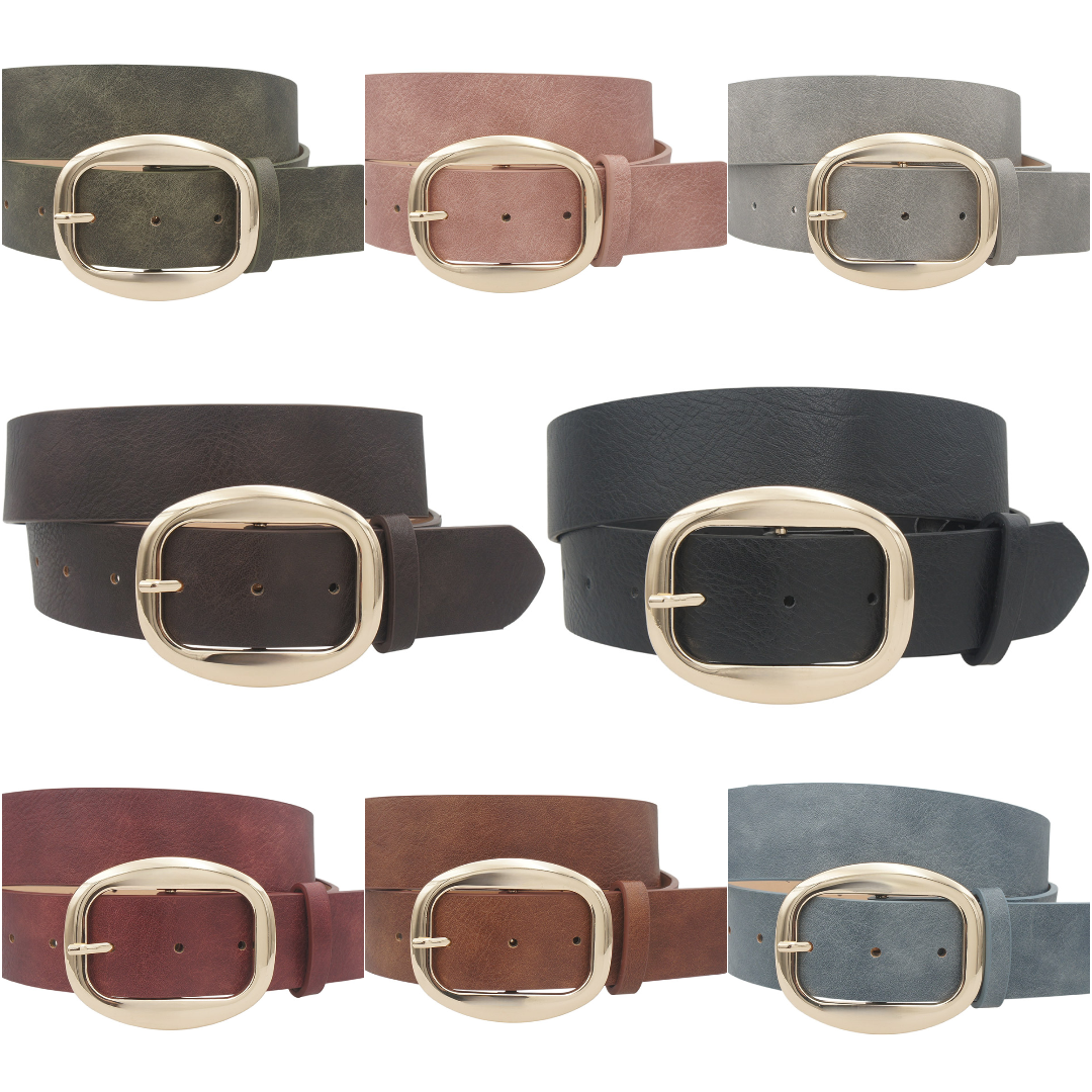 Wide Oval-Buckle Waist Belt  IW-38094WSH