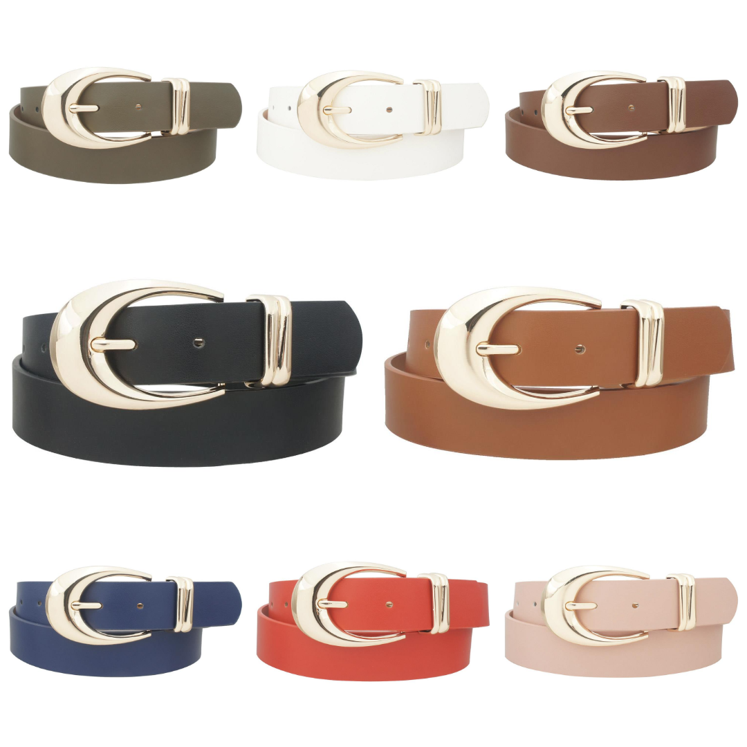 Women's Classic Gold Oval Buckle Belt IW-30034