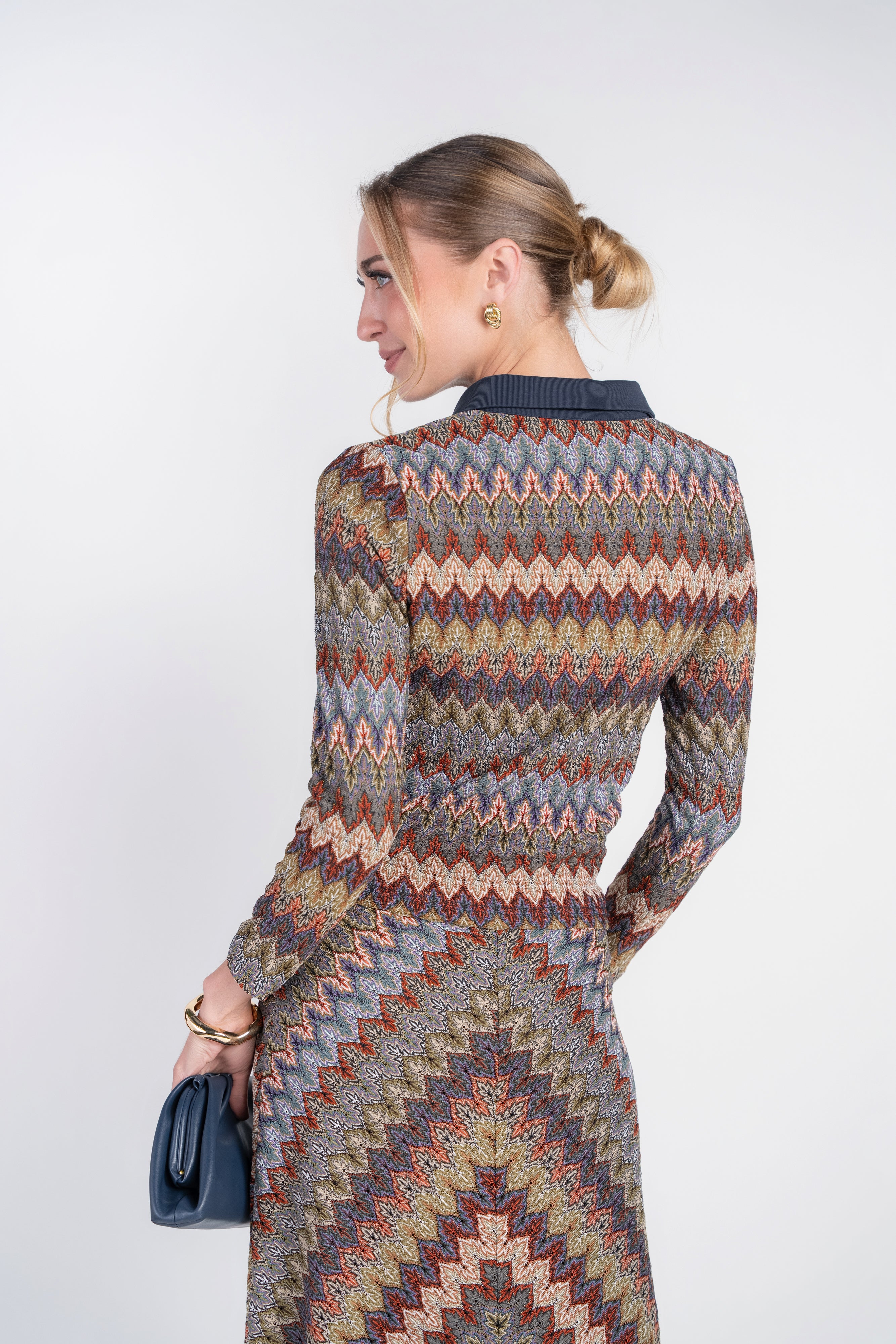 Chevron Polo Top- Autumn Mix