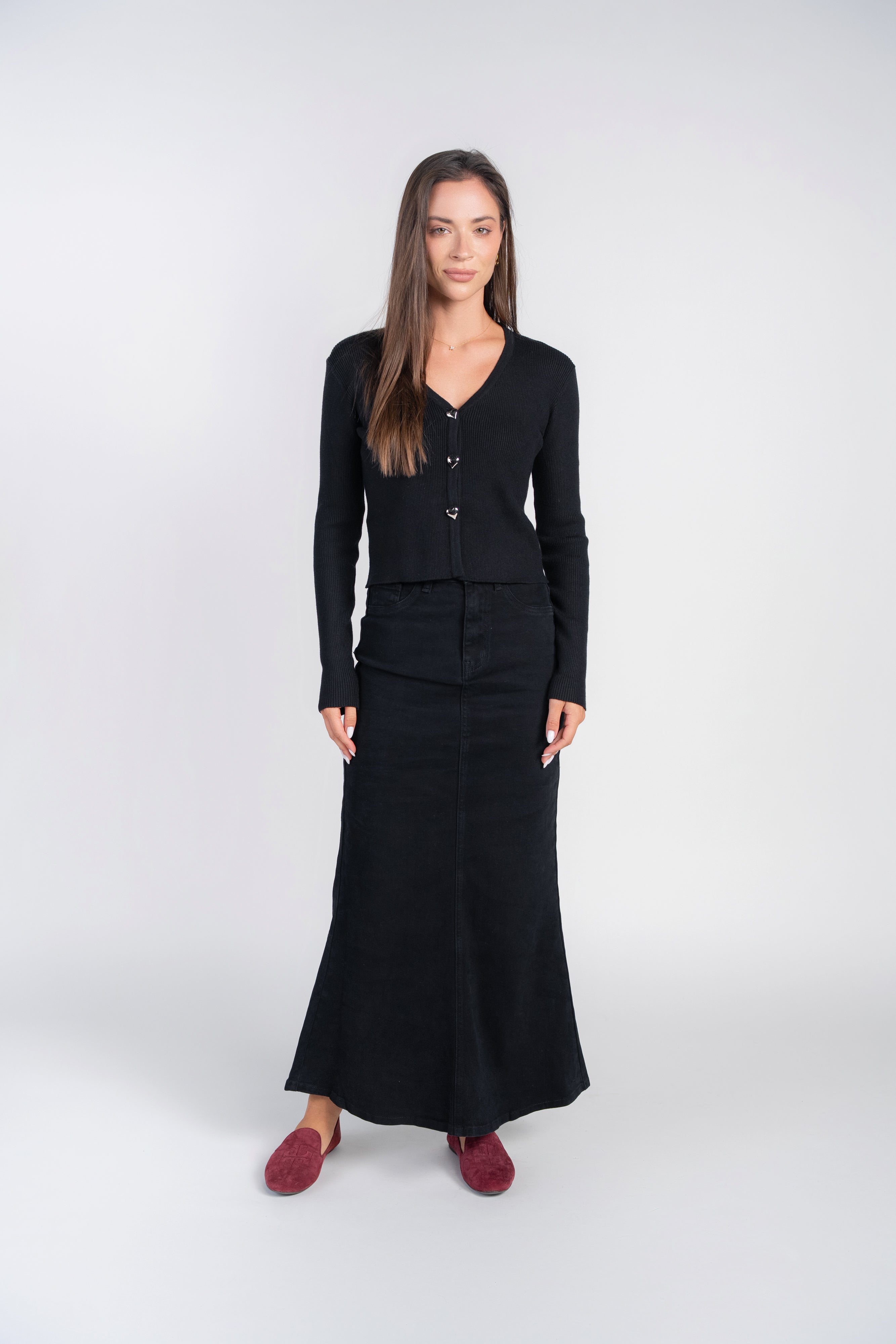 Mermaid Denim Maxi Skirt- Black