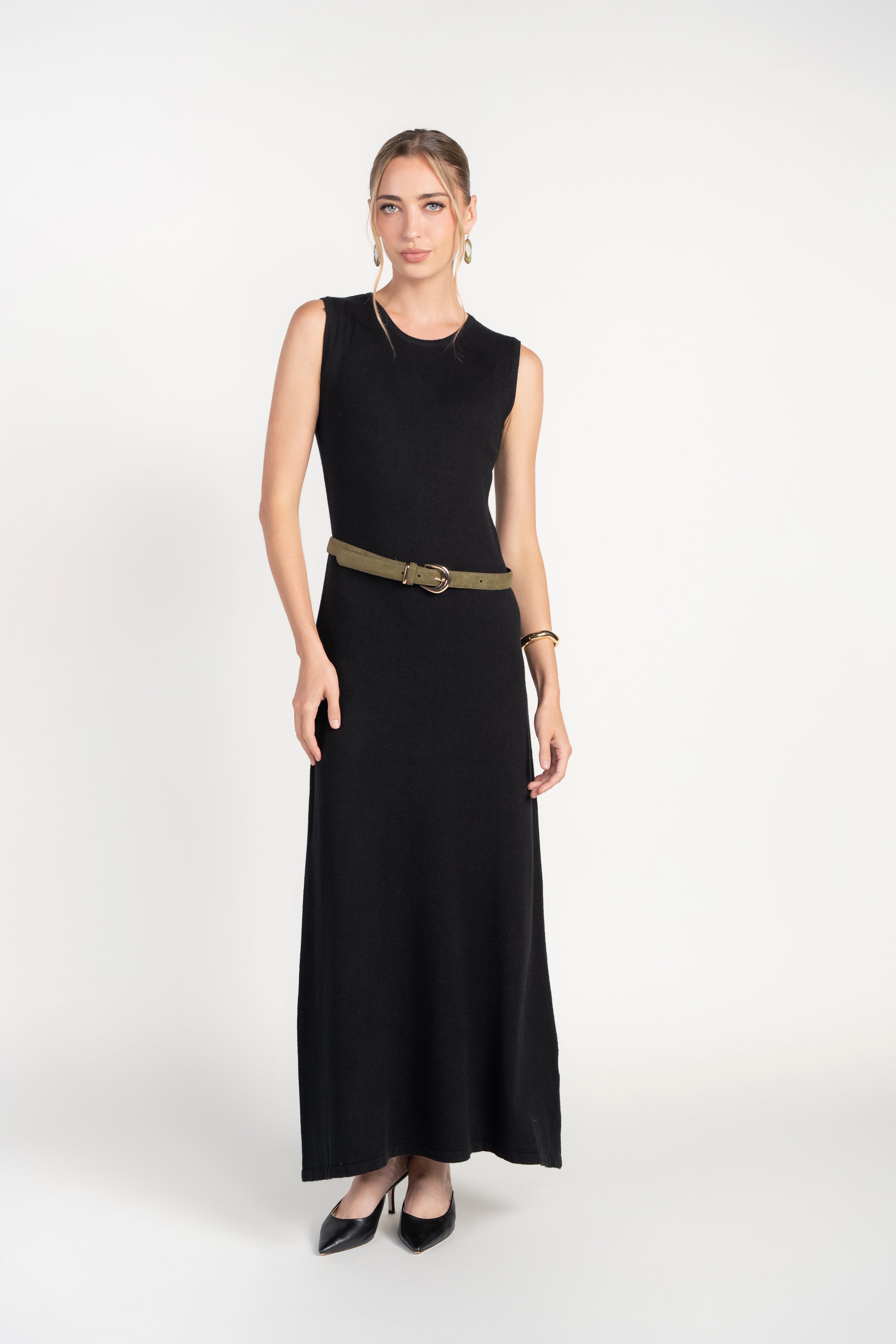 Knit Sleeveless Dress- Black