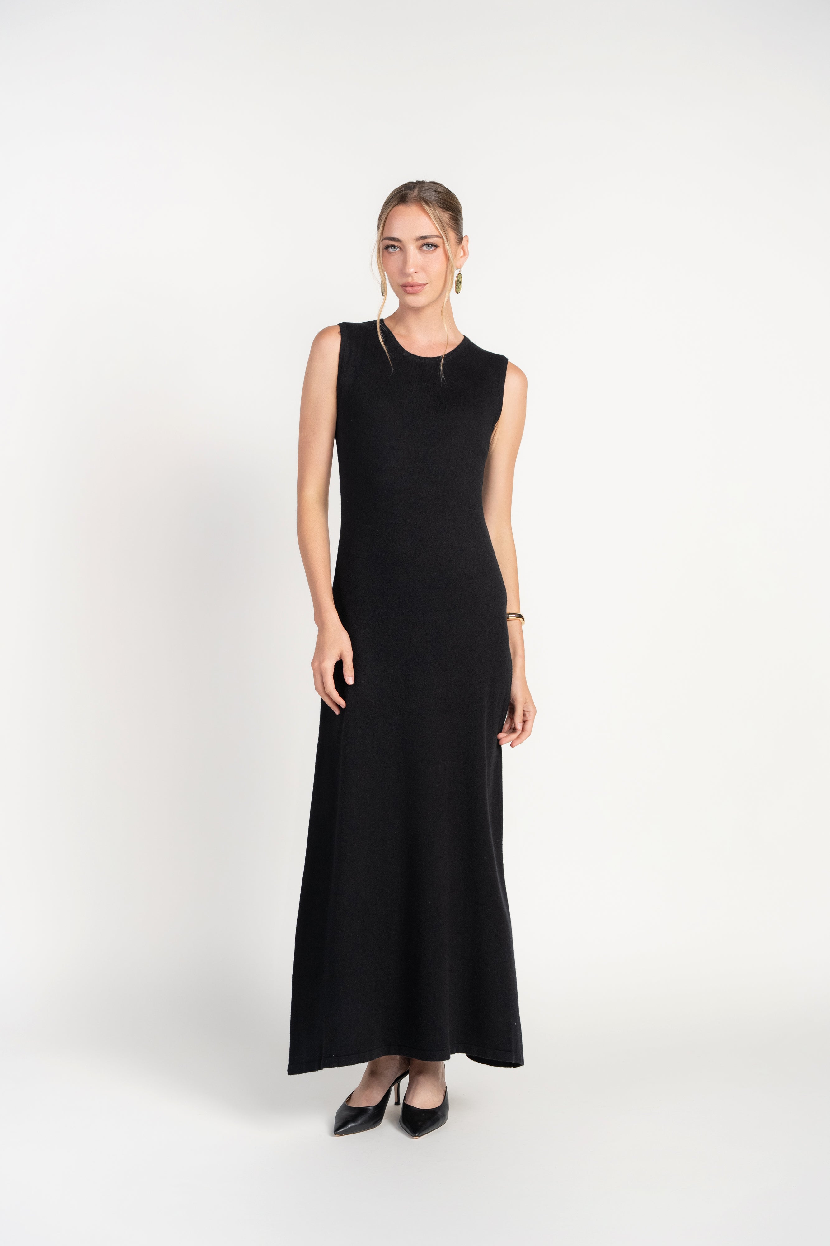 Knit Sleeveless Dress- Black