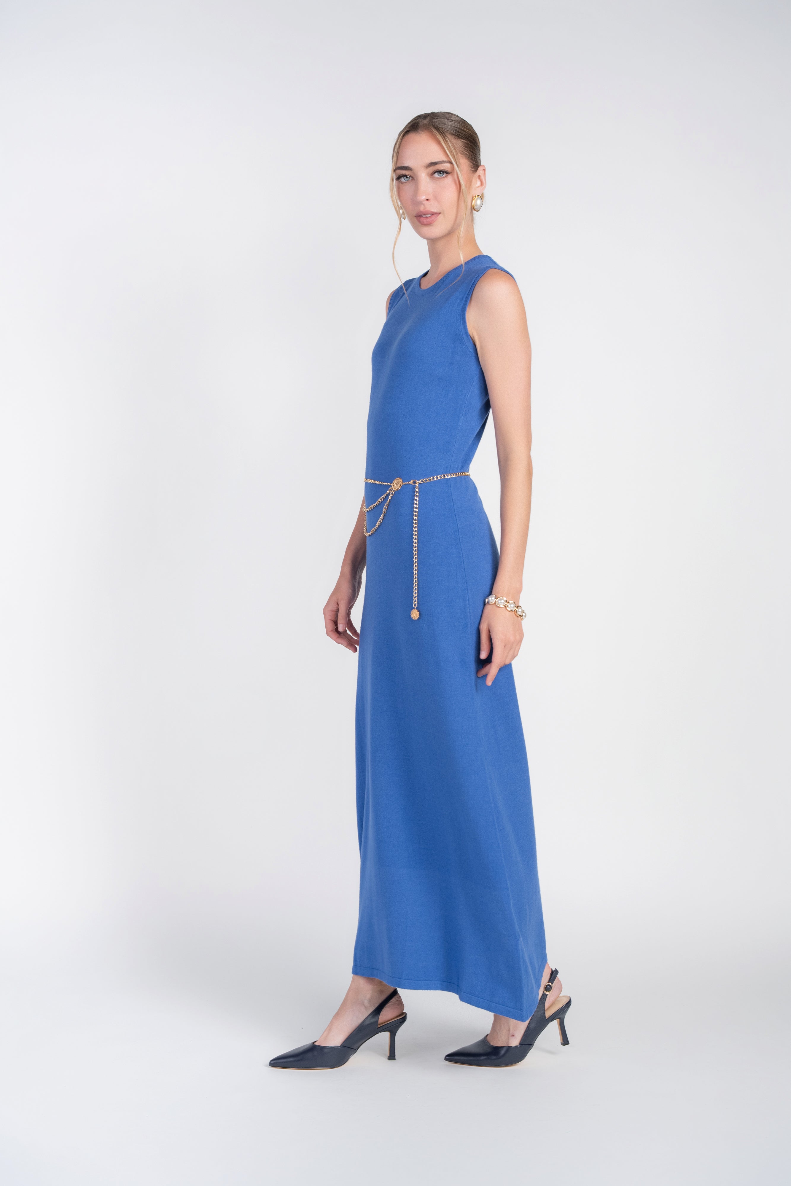 Knit Sleeveless Dress- Periwinkle