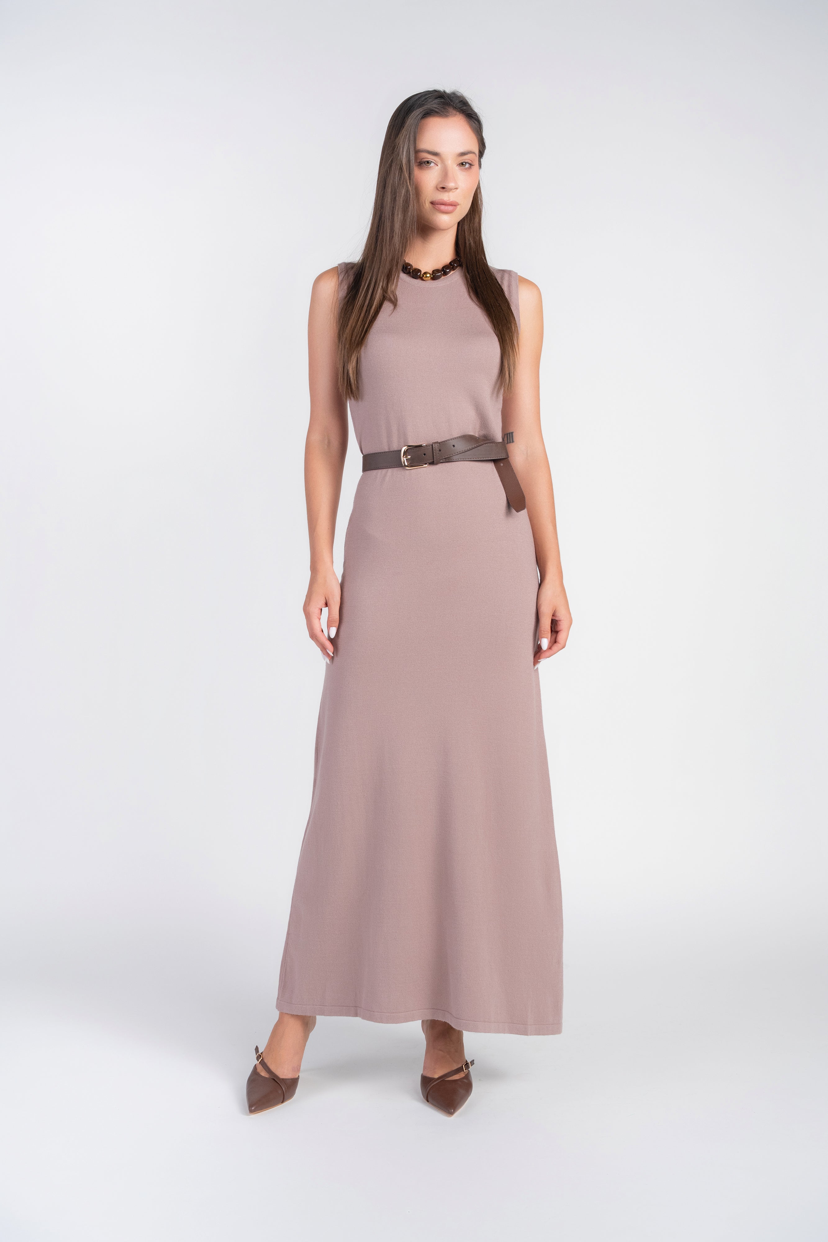 Knit Sleeveless Dress- Taupe