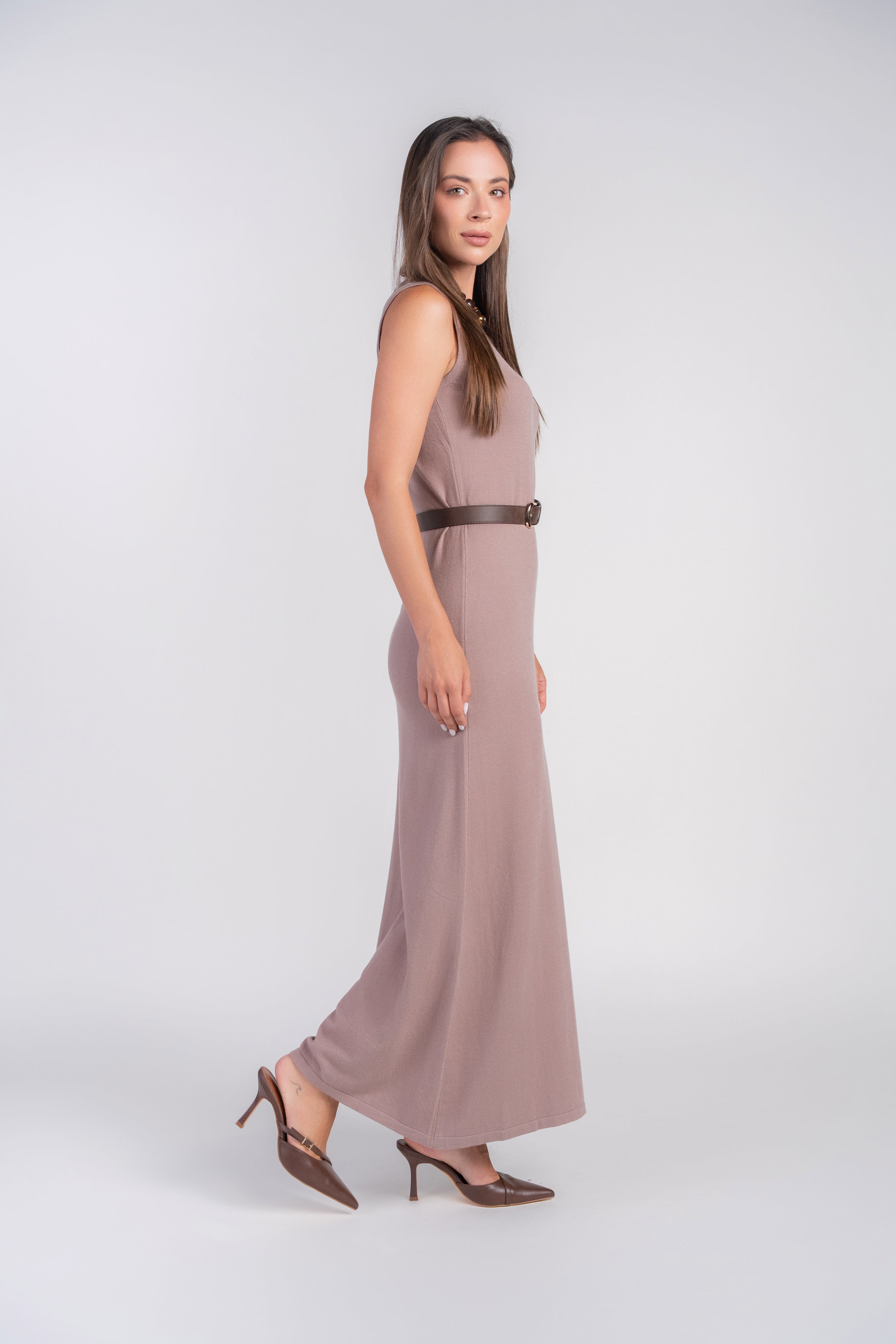 Knit Sleeveless Dress- Taupe