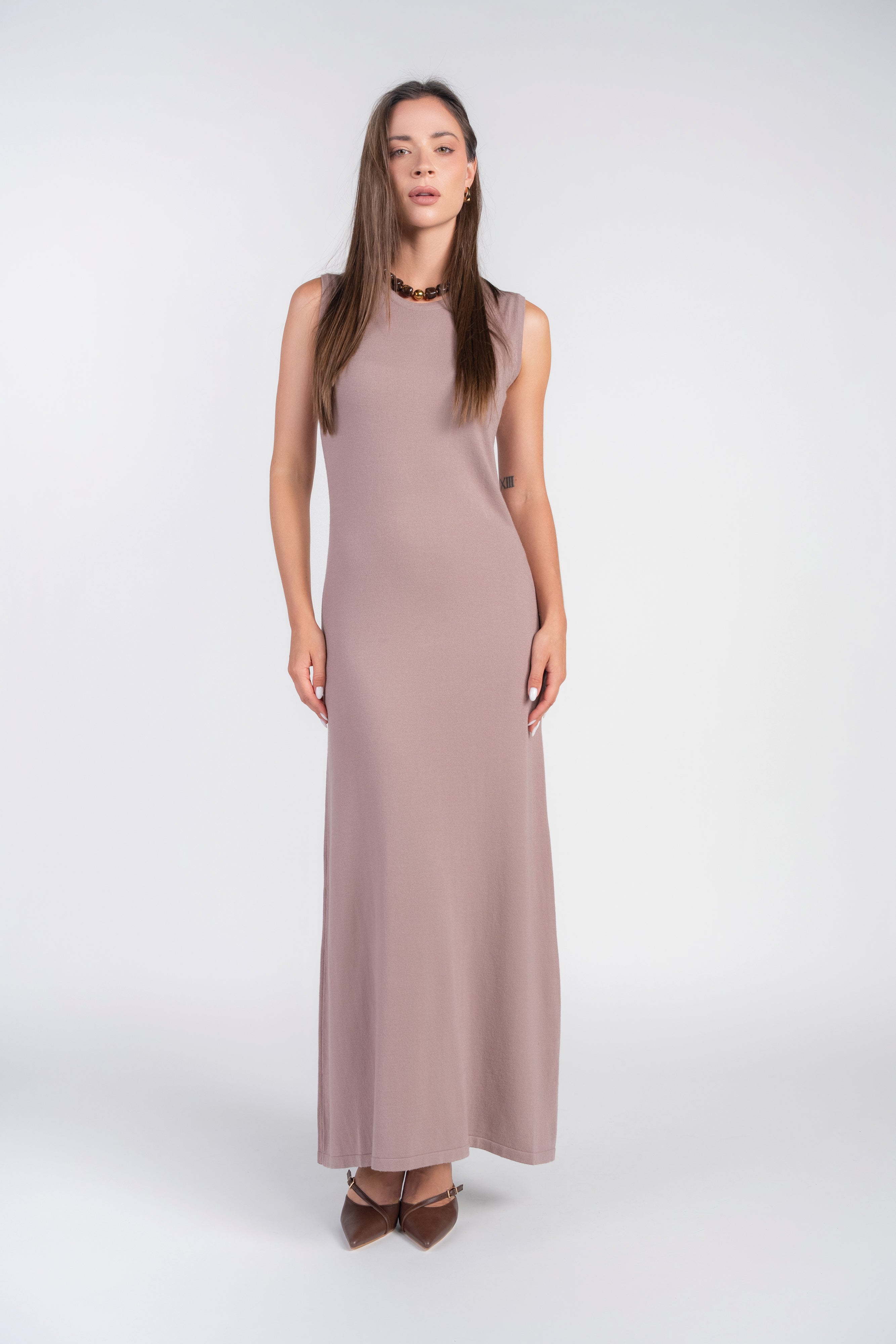 Knit Sleeveless Dress- Taupe