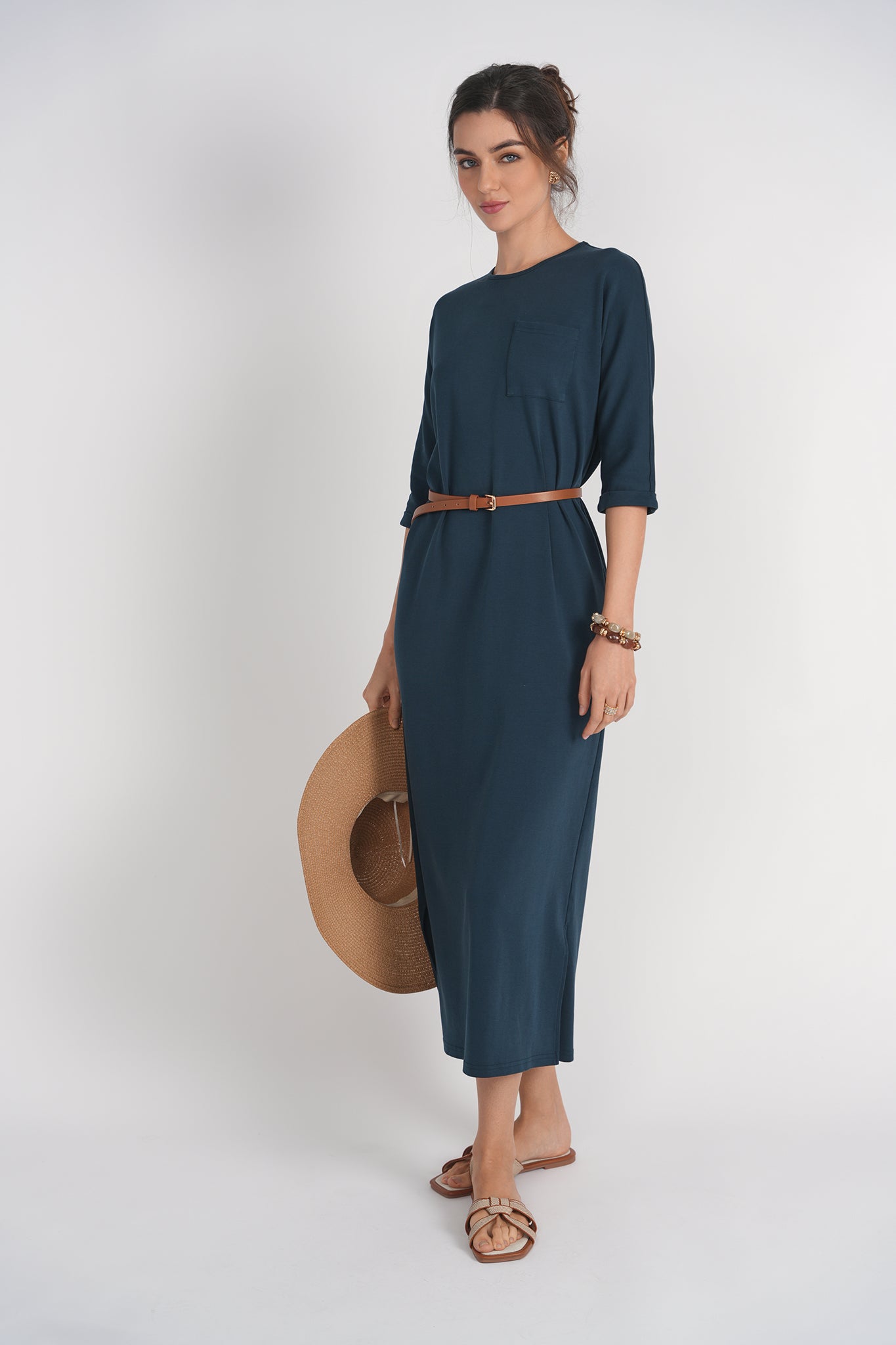 Pocket T-shirt Dress- Indigo
