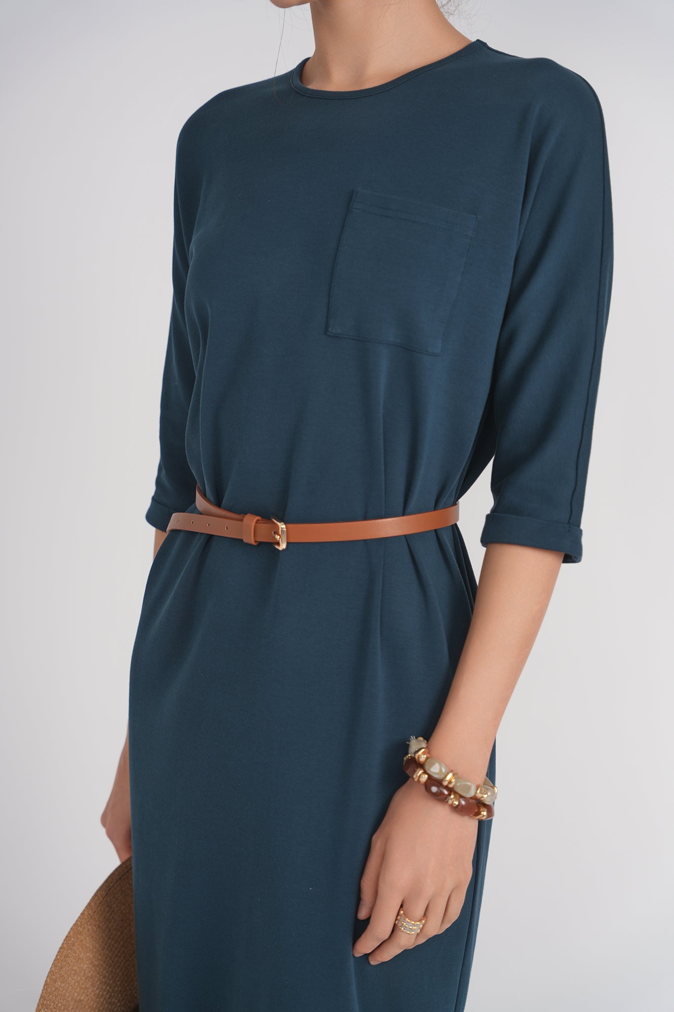 Pocket T-shirt Dress- Indigo