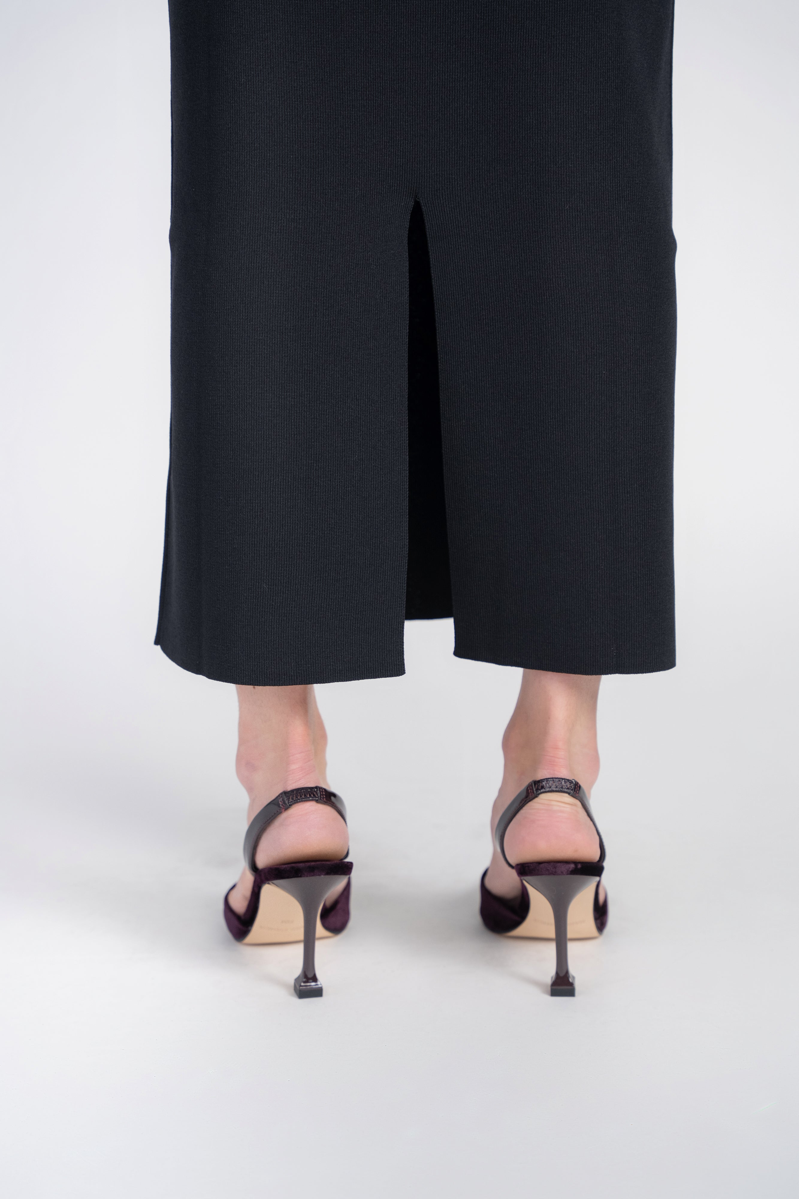 Knit Dolman Dress with Zipper- Black