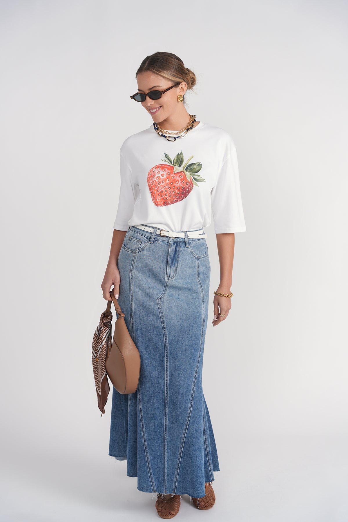 Rivv Skirt- Light Blue Denim (size up 1 size) | Adina Las Vegas