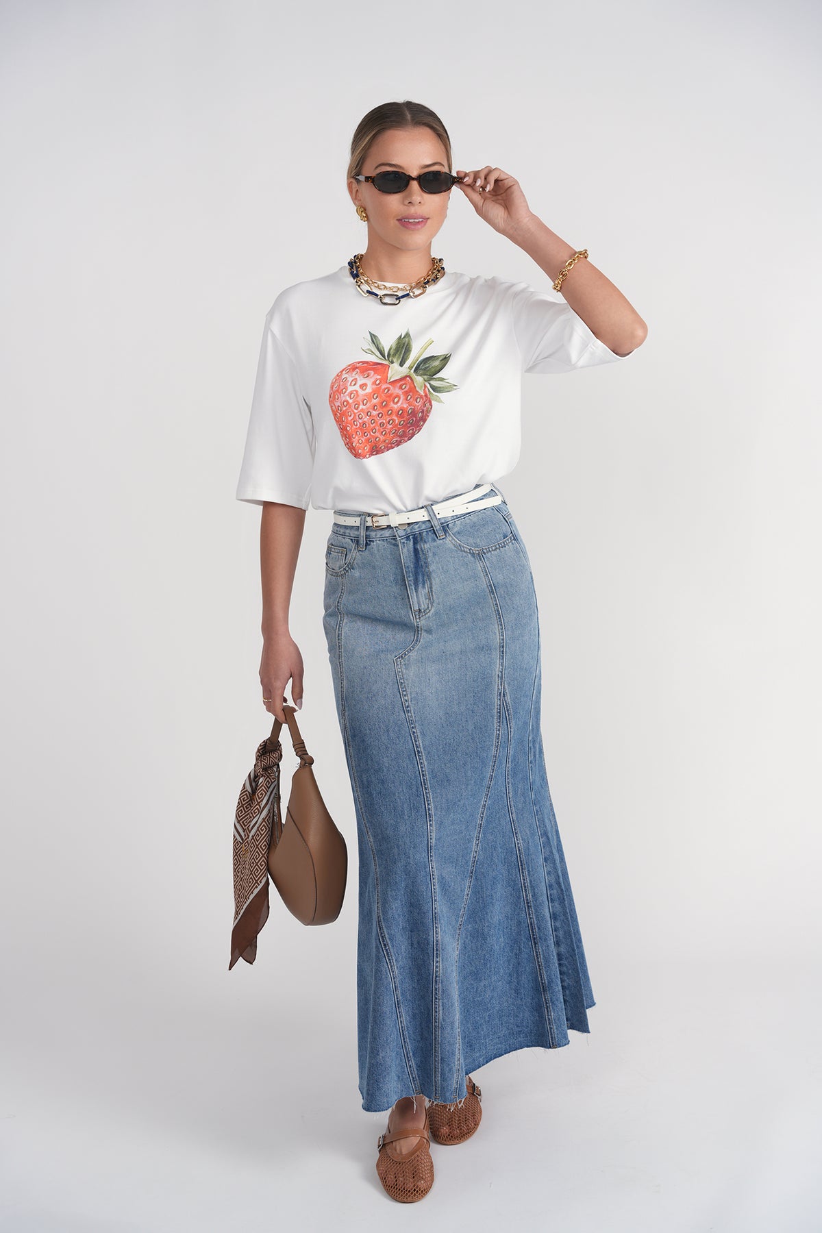 Rivv Skirt- Light Blue Denim (size up 1 size) | Adina Las Vegas