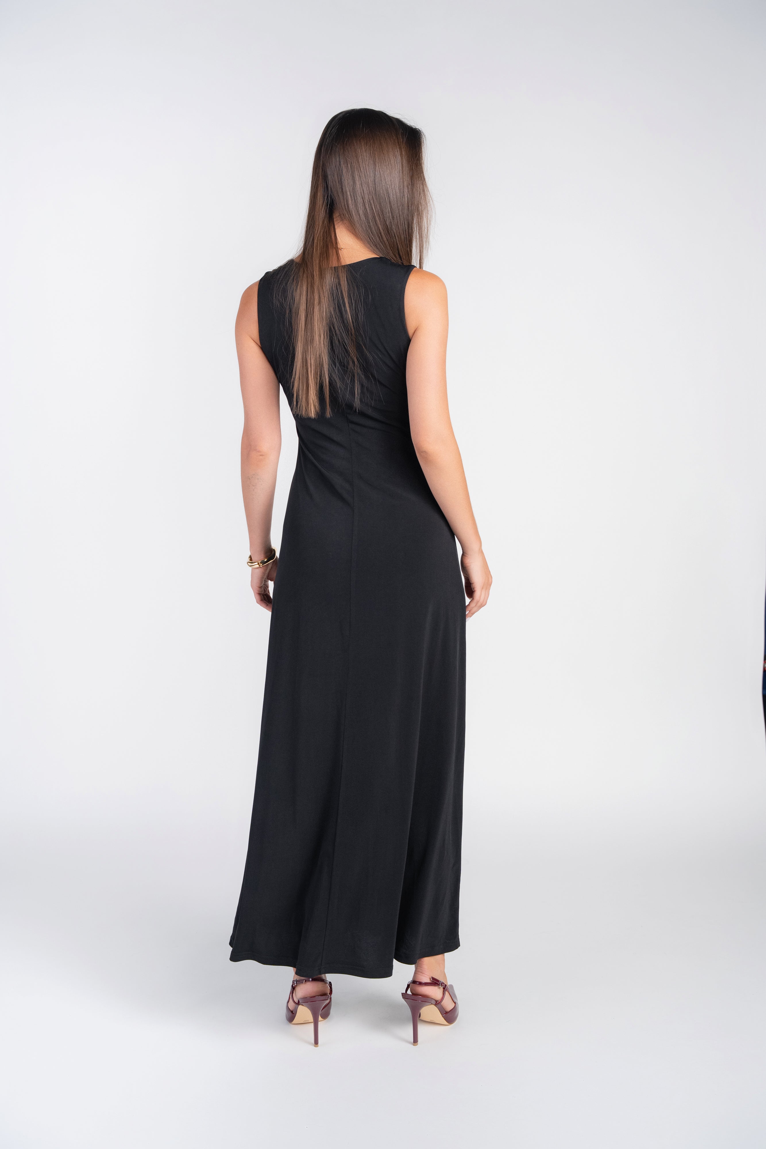 Sleeveless Jersey Dress- Black