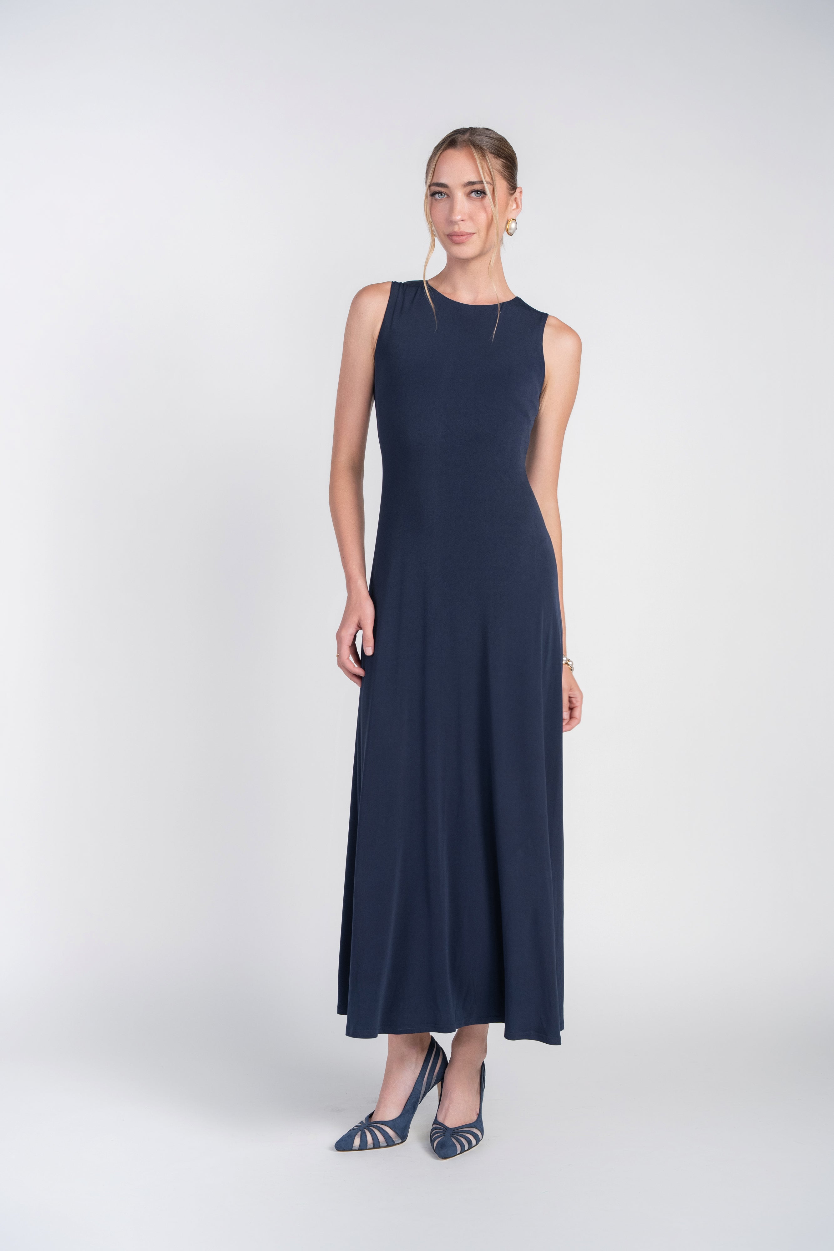 Sleeveless Jersey Dress- Navy