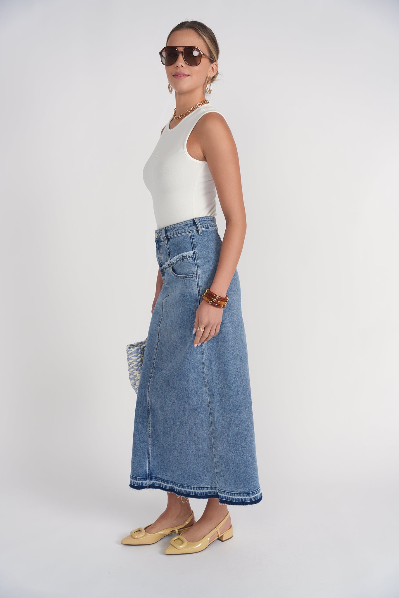 Jersey Sleeveless Logo Tee- White