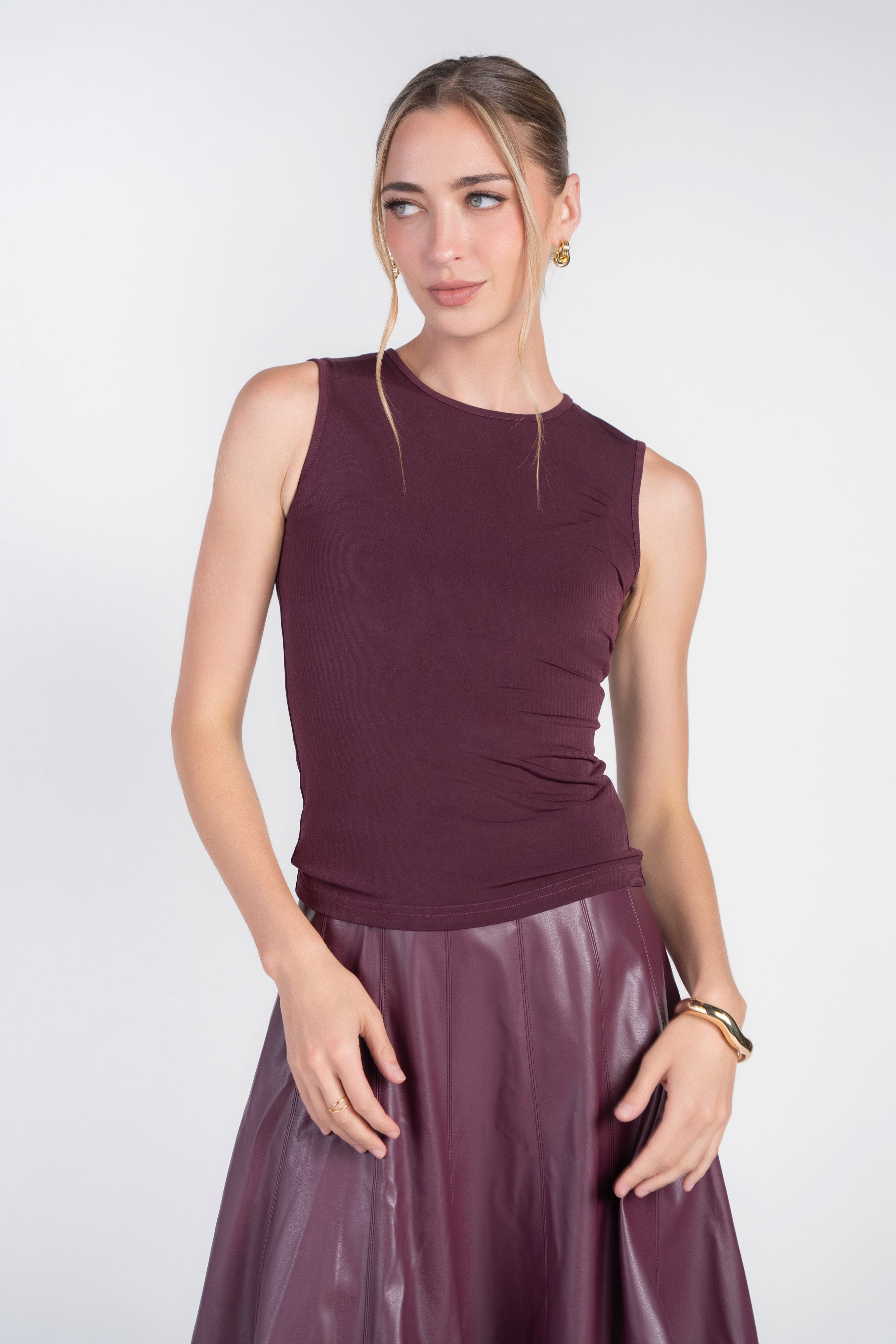 Jersey Sleeveless Tee- Eggplant