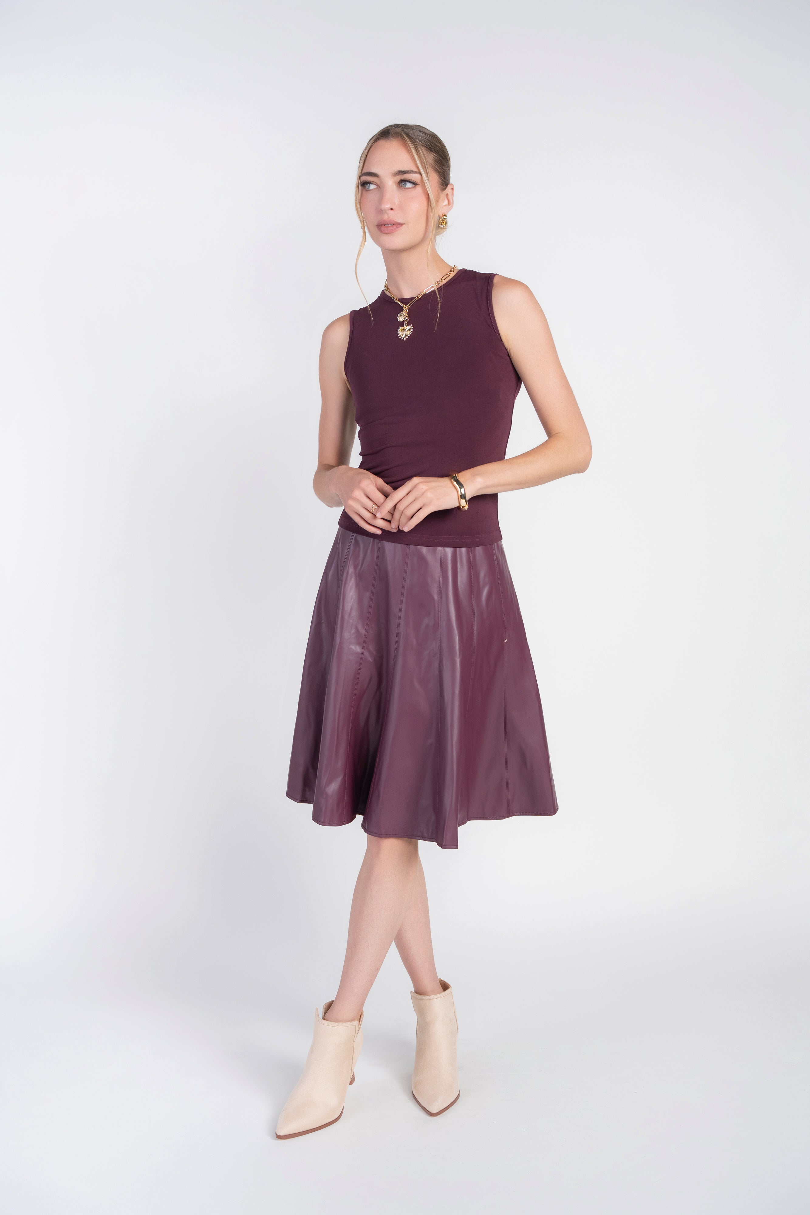 Jersey Sleeveless Tee- Eggplant