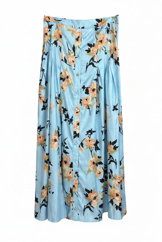 335026 - Blue Floral Button Skirt