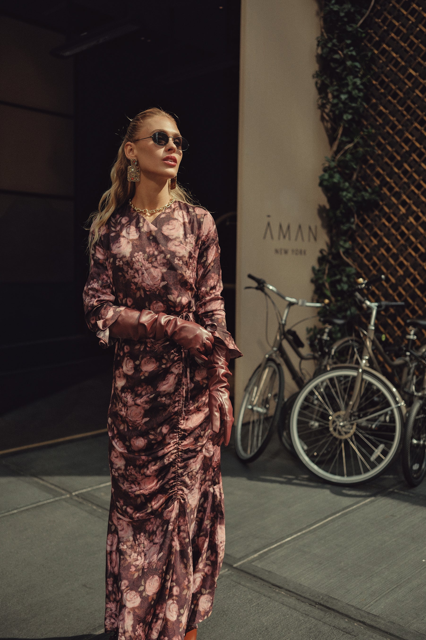 Valerie Midi Dress- Burgundy and Pink Floral