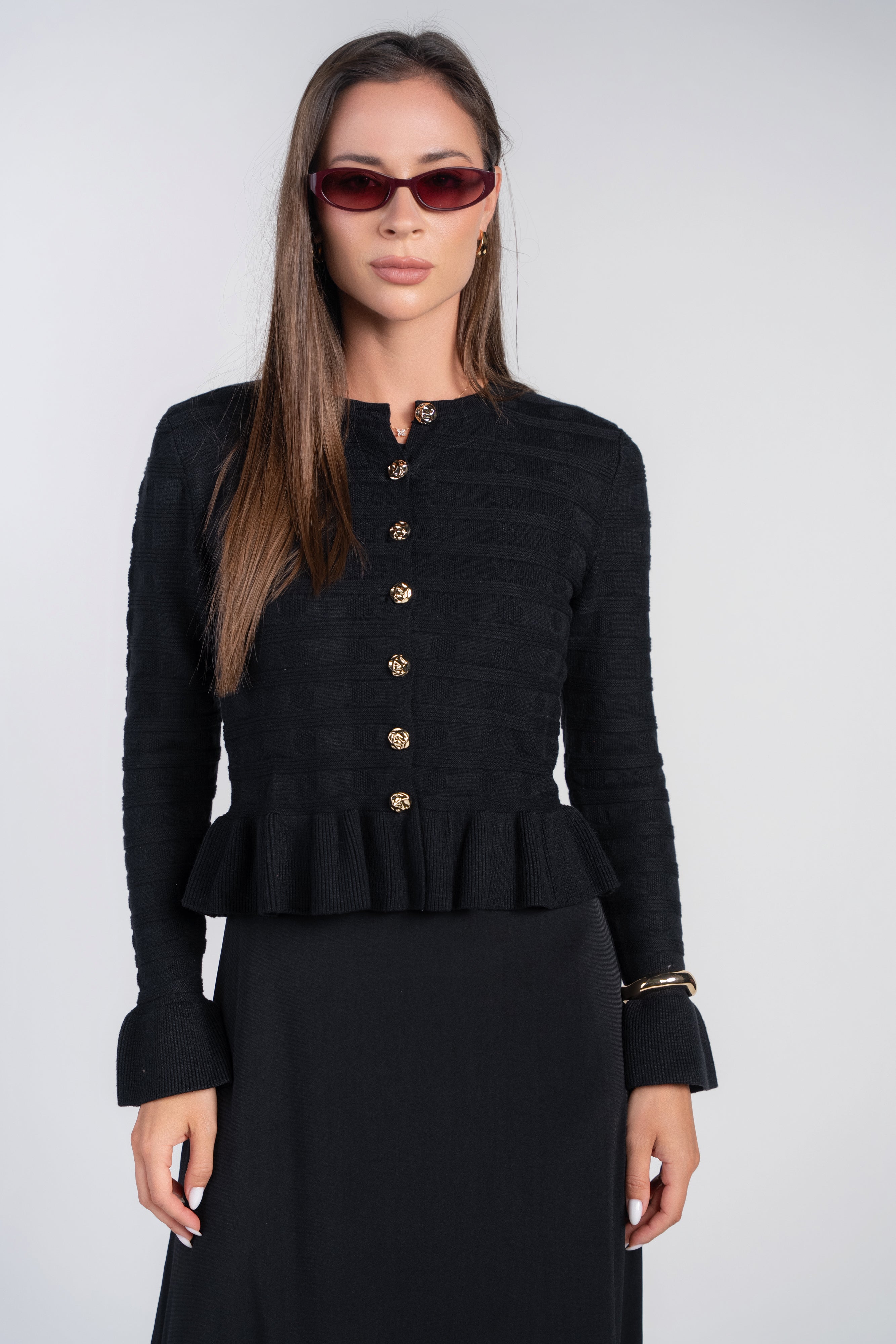 Peplum Cardi- Black