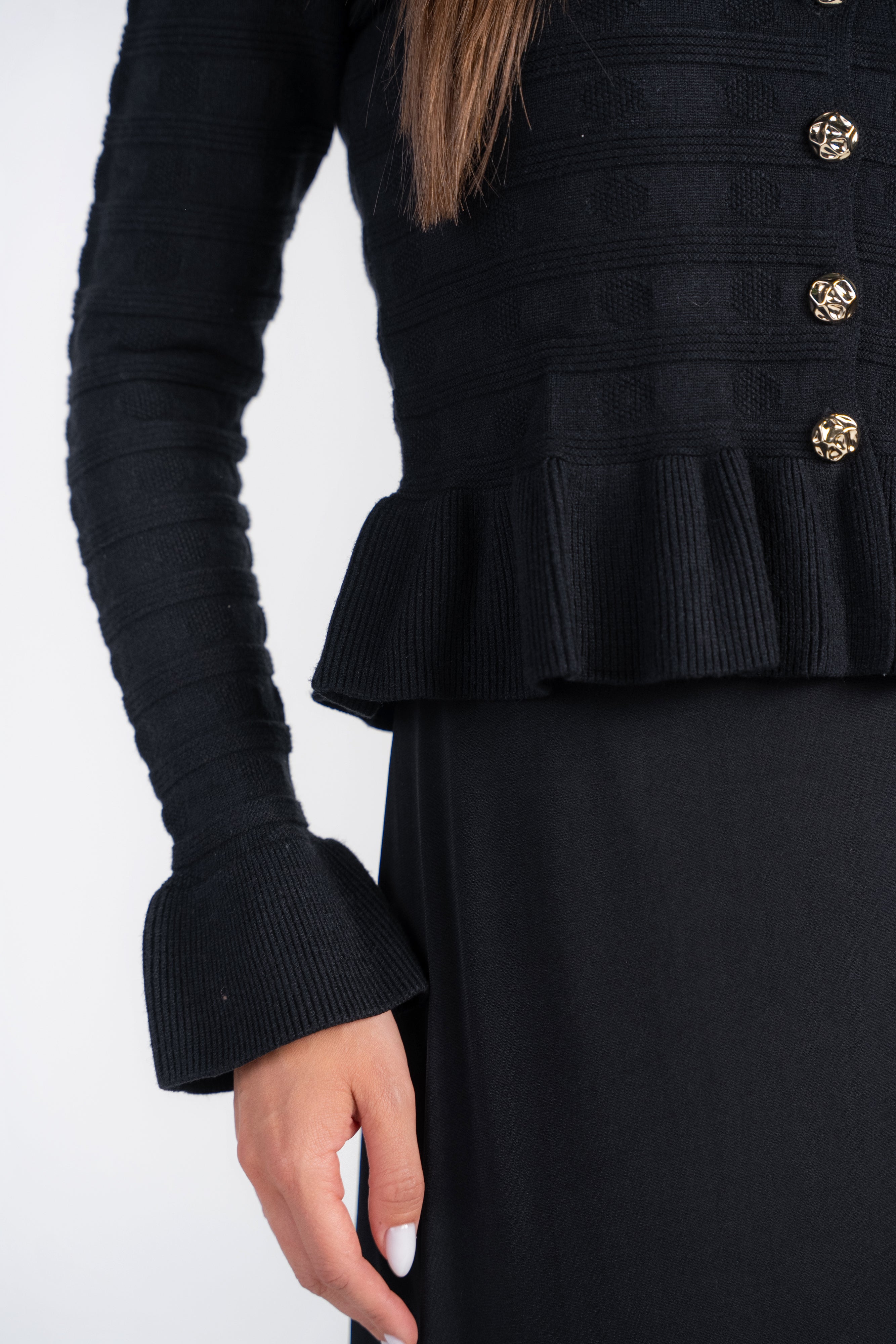Peplum Cardi- Black
