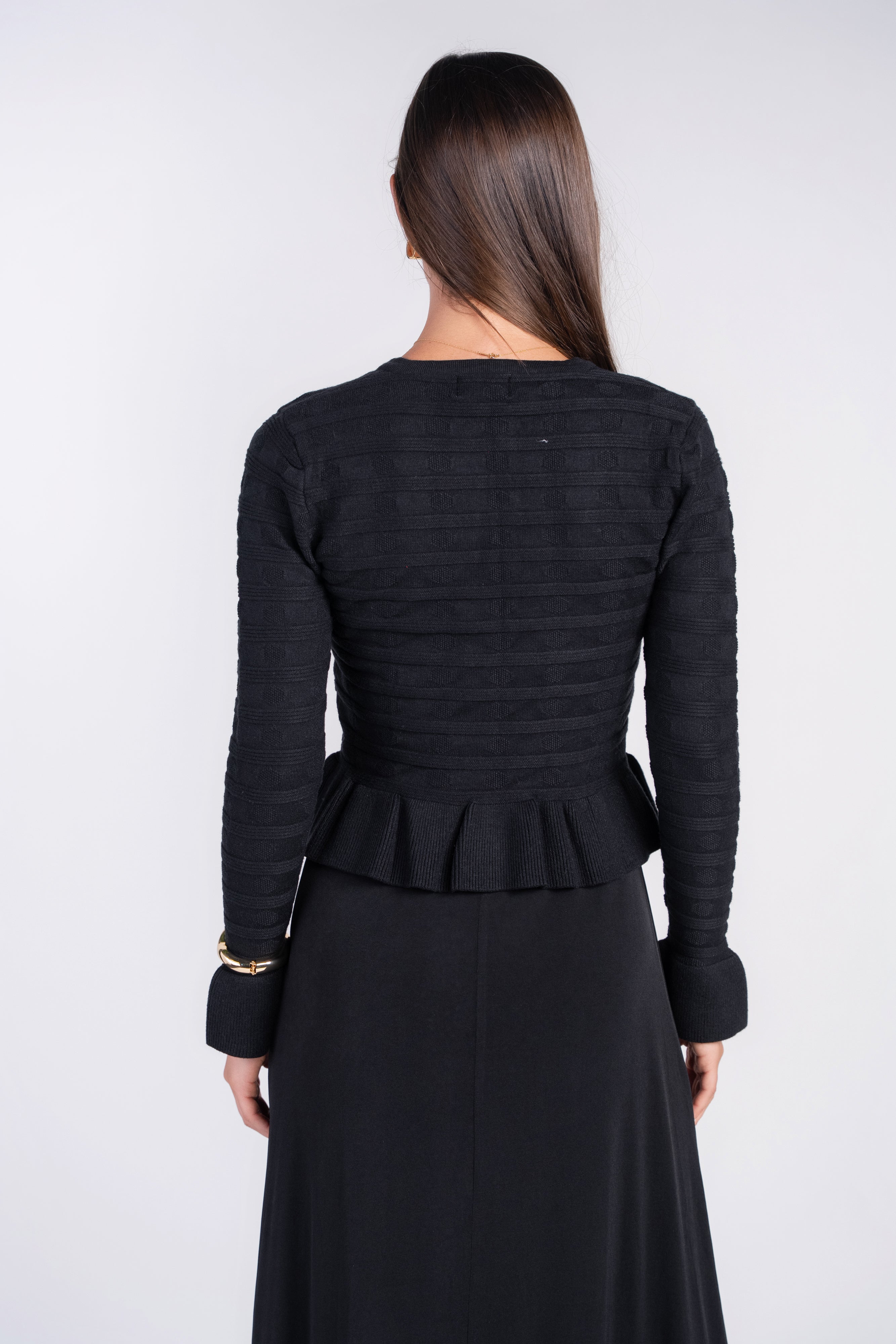 Peplum Cardi- Black