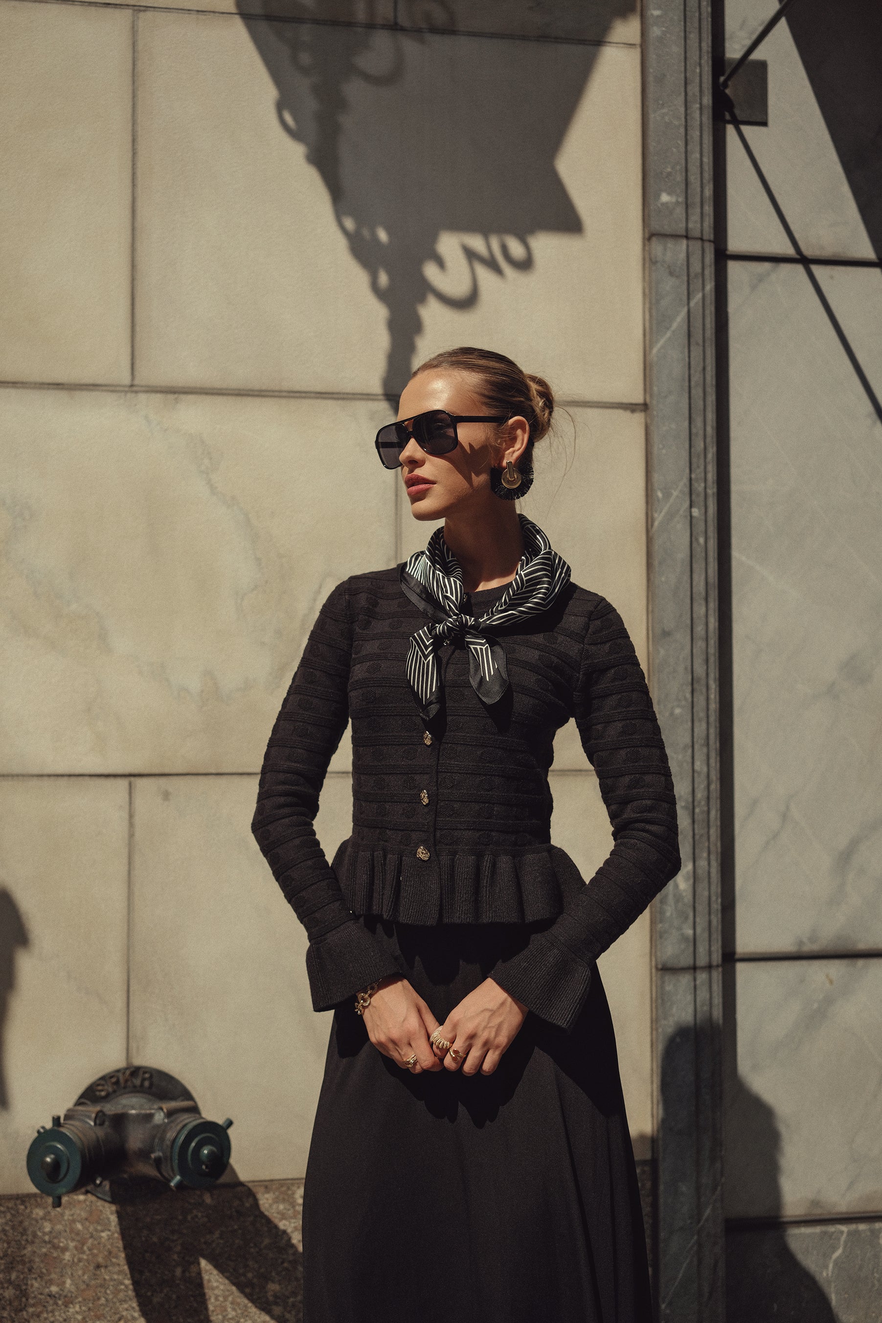 Peplum Cardi- Black