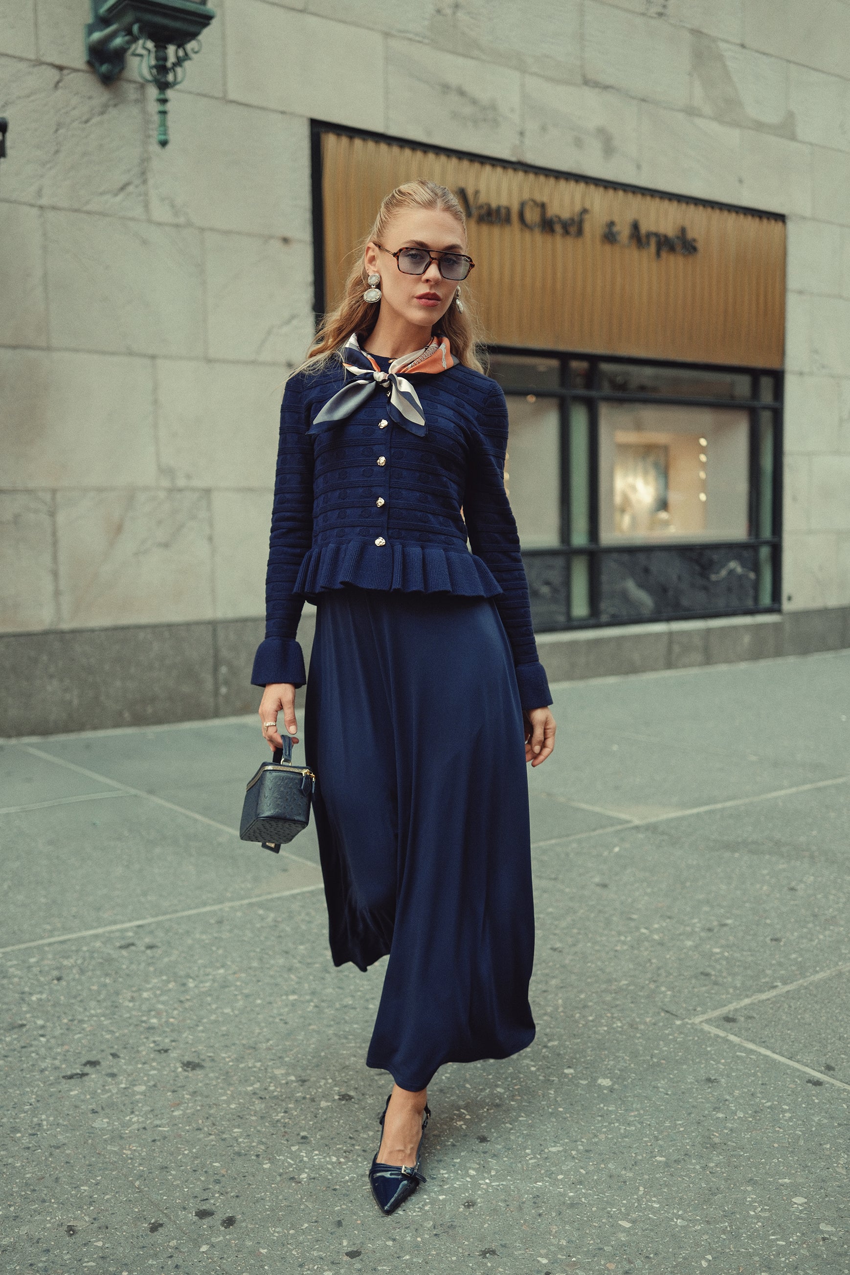 Peplum Cardi- Navy