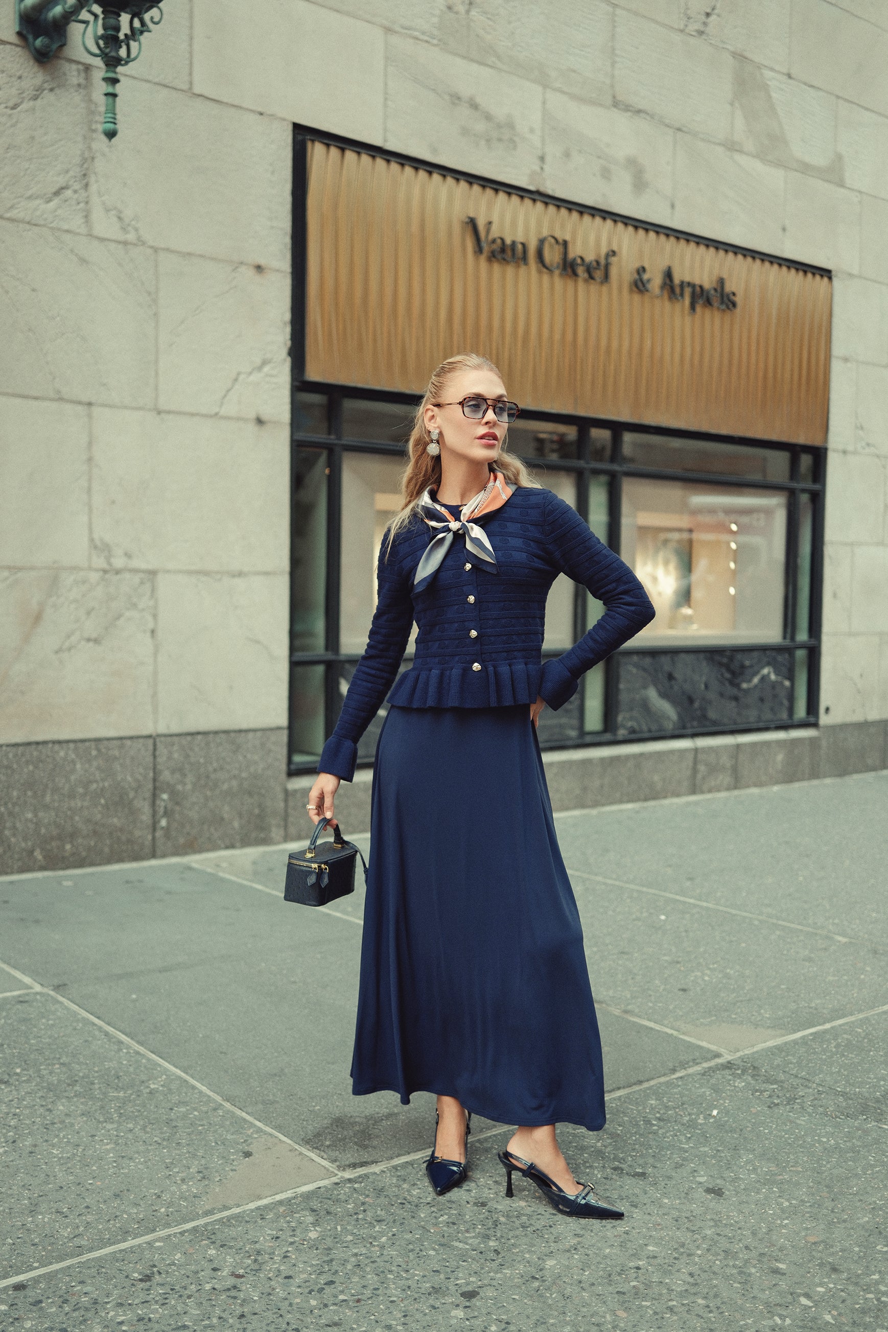 Peplum Cardi- Navy