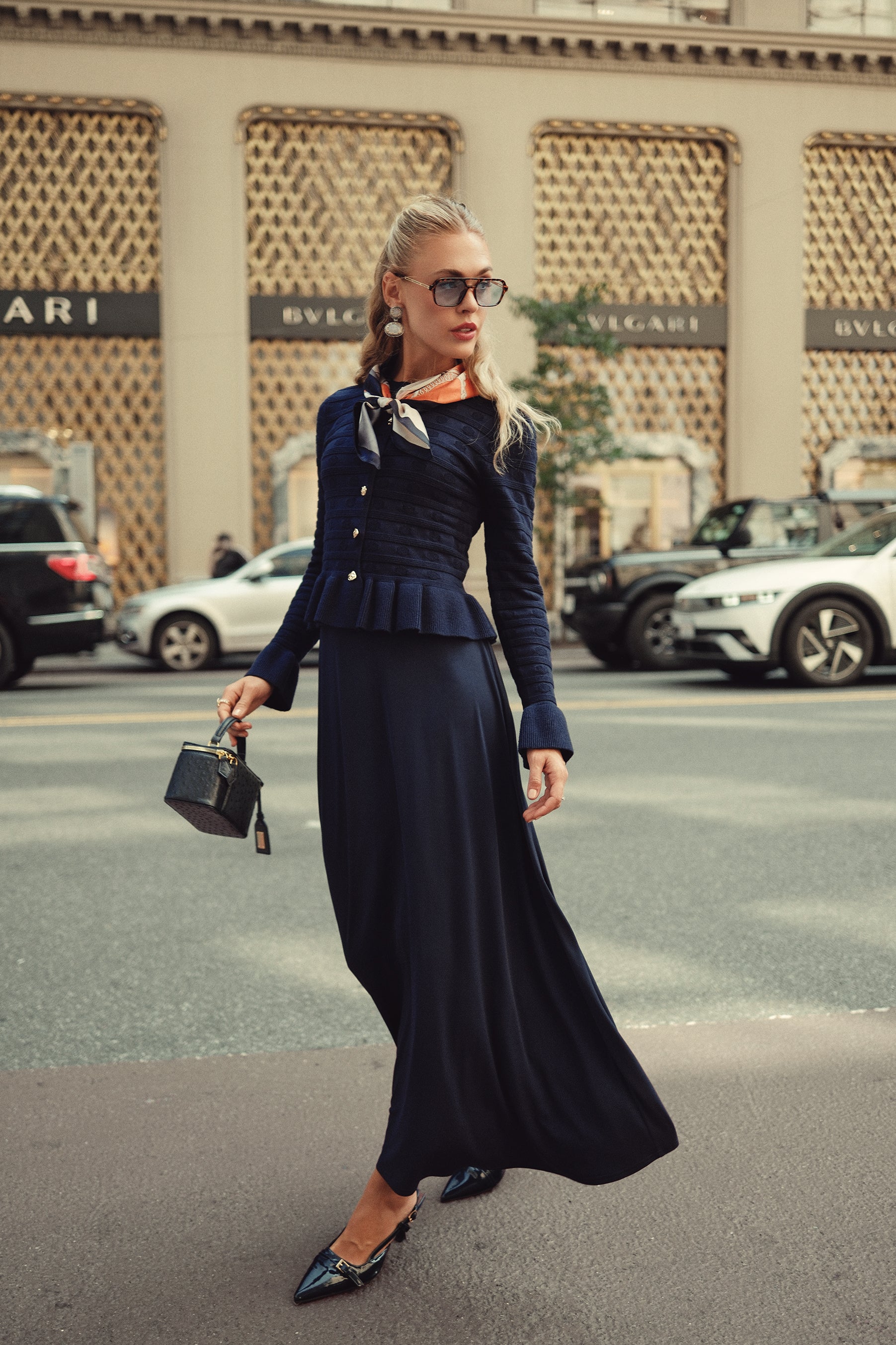 Peplum Cardi- Navy