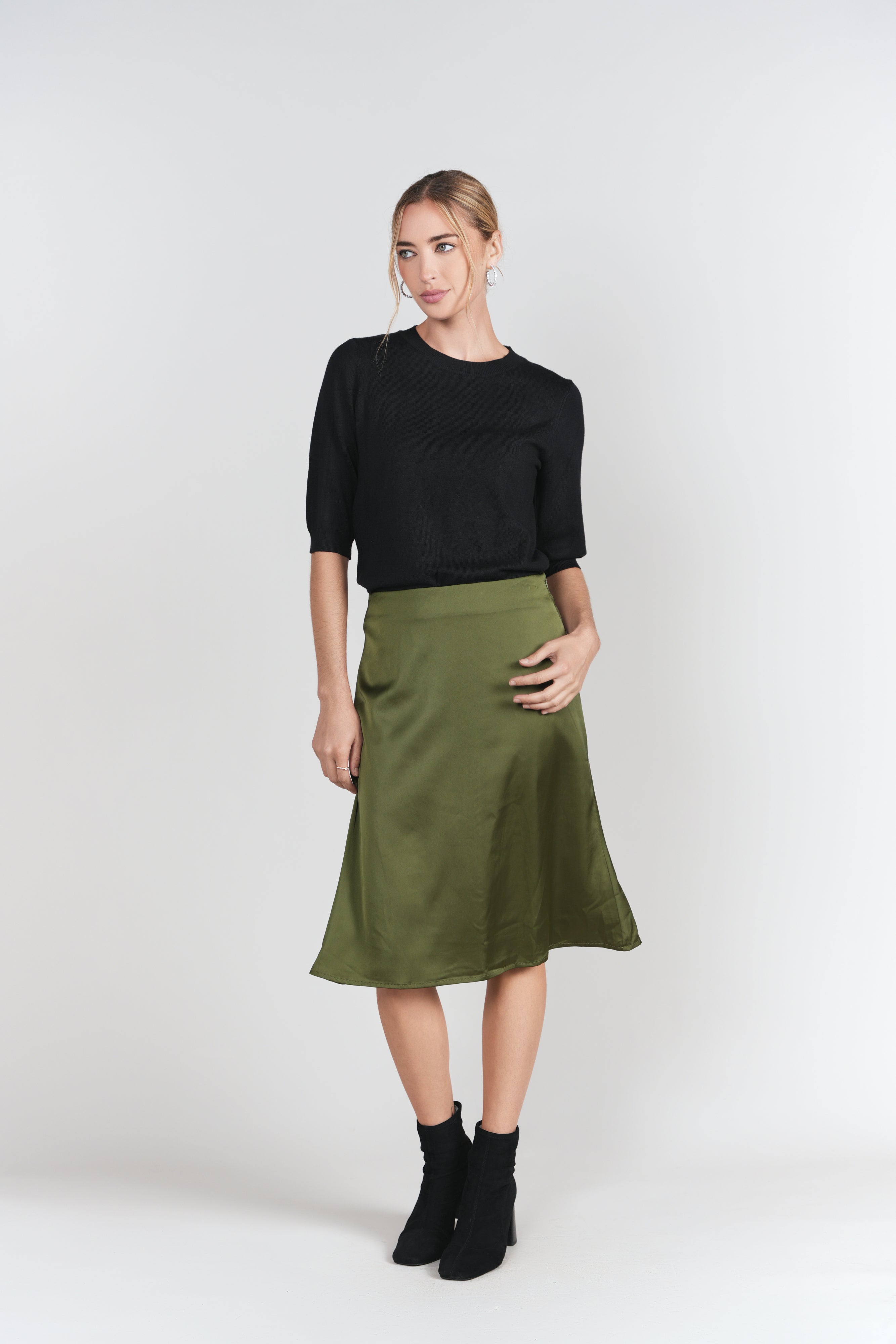 Naomie Slip Skirt 23"- Olive