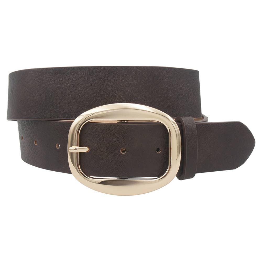 Wide Oval-Buckle Waist Belt  IW-38094WSH