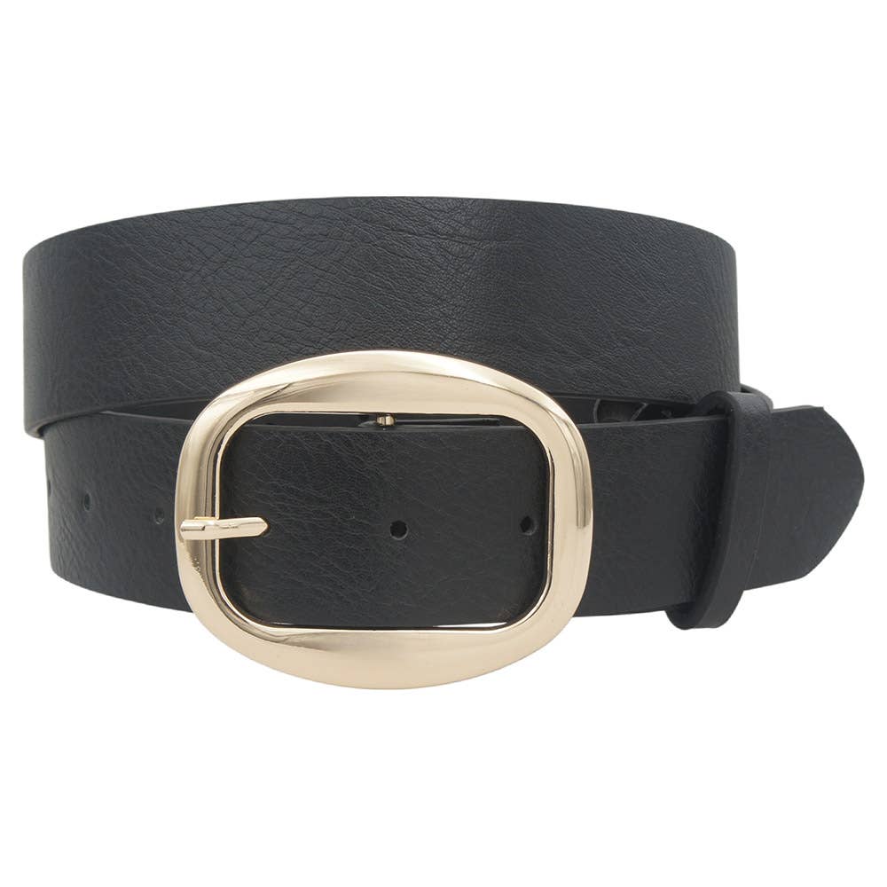 Wide Oval-Buckle Waist Belt  IW-38094WSH