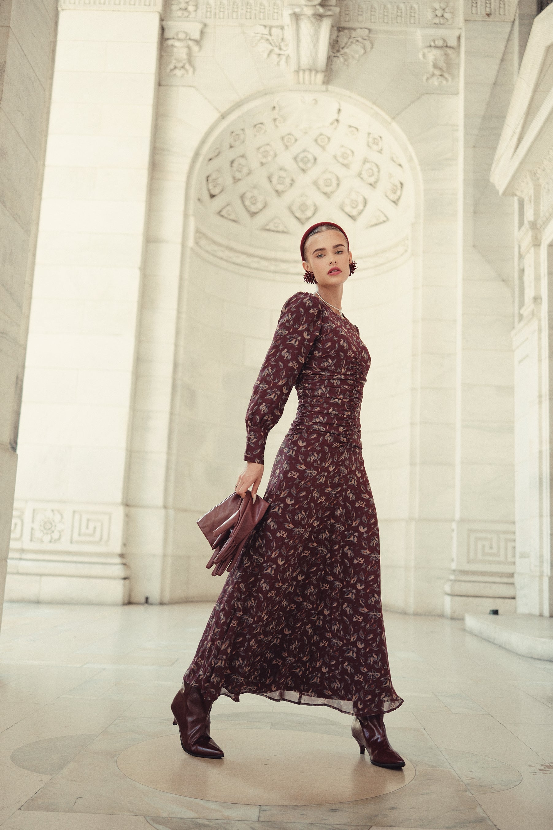 Michalie Midi- Burgundy Floral