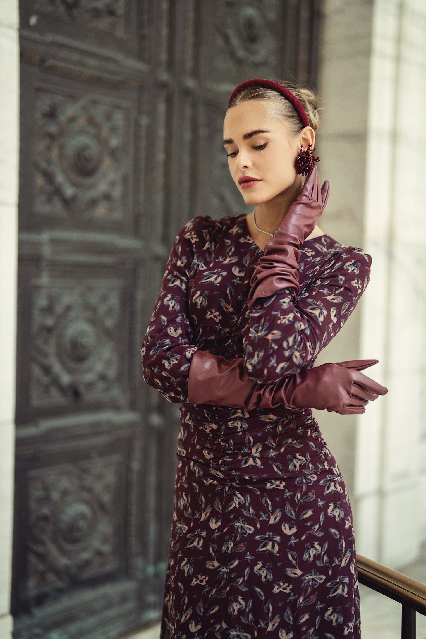 Michalie Midi- Burgundy Floral
