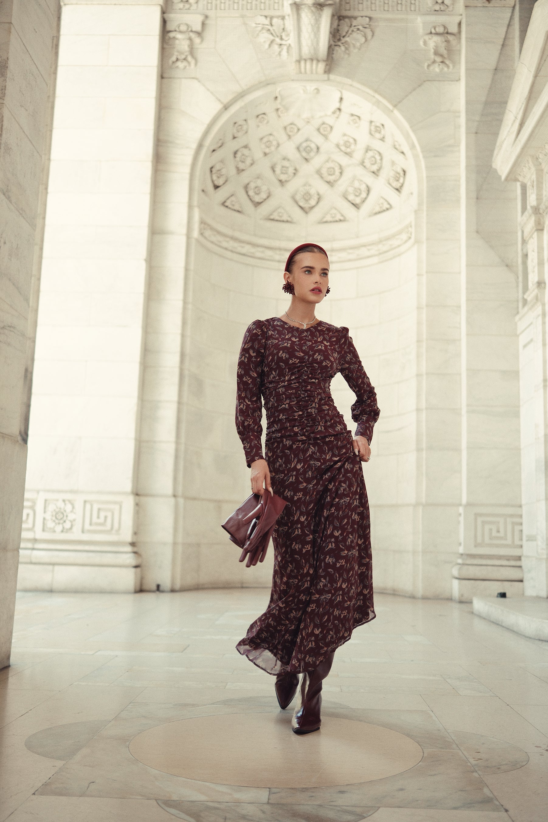 Michalie Midi- Burgundy Floral