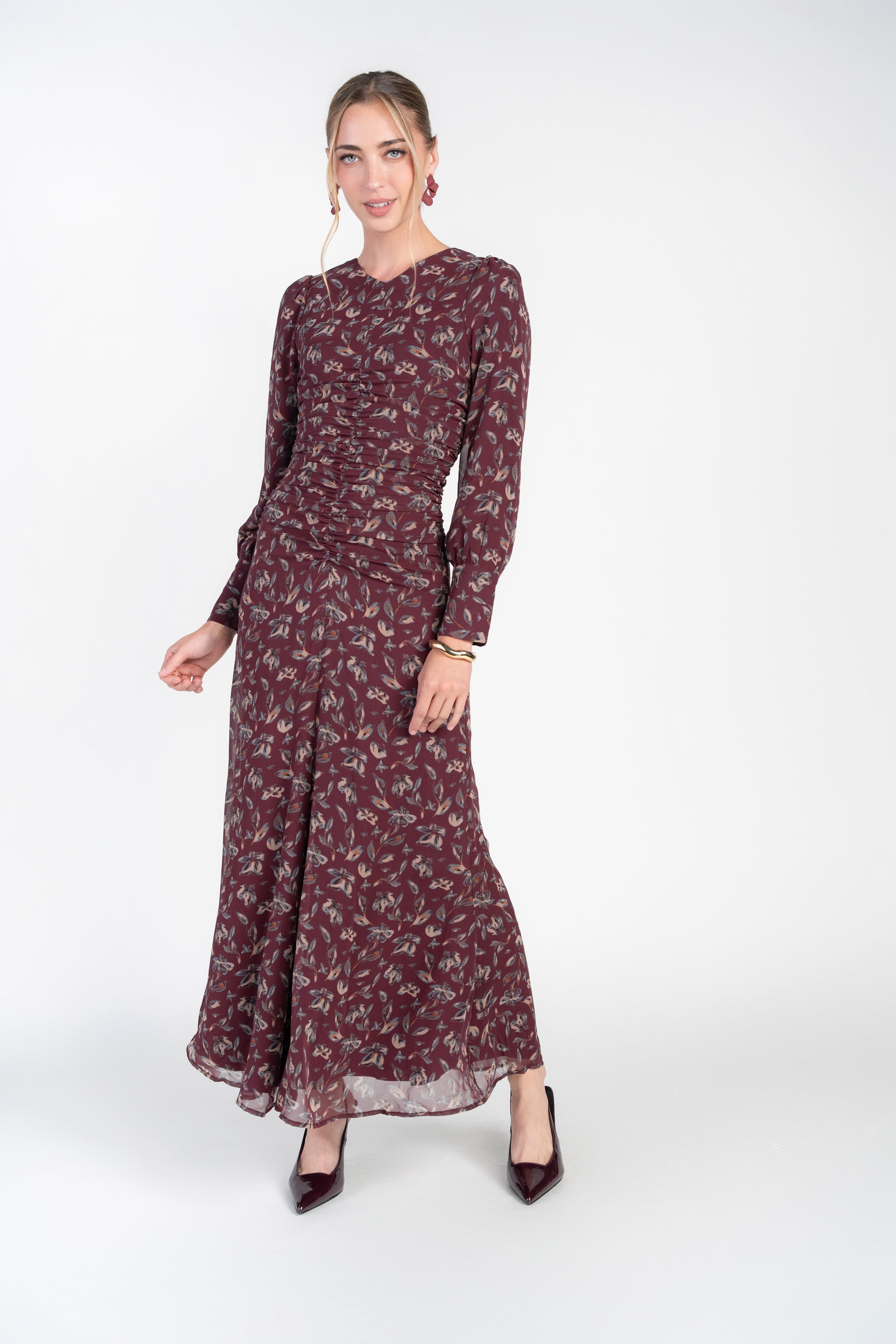 Michalie Midi- Burgundy Floral