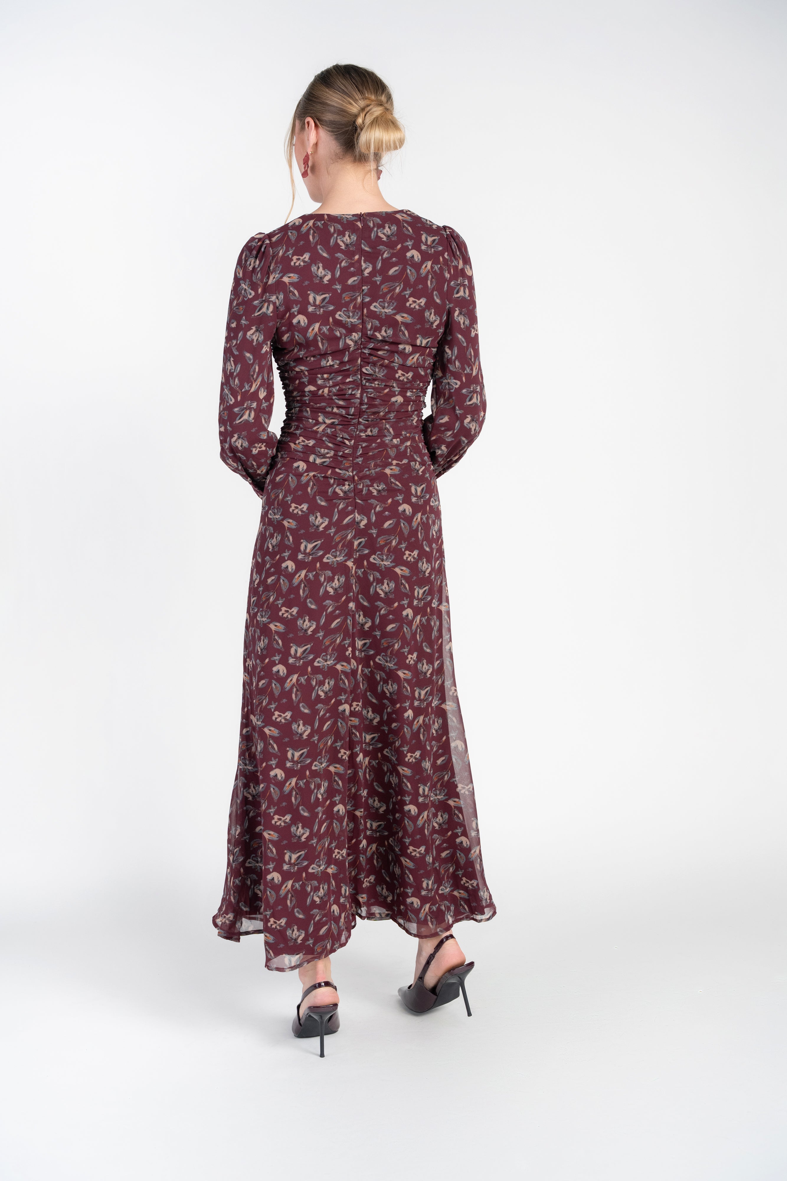 Michalie Midi- Burgundy Floral