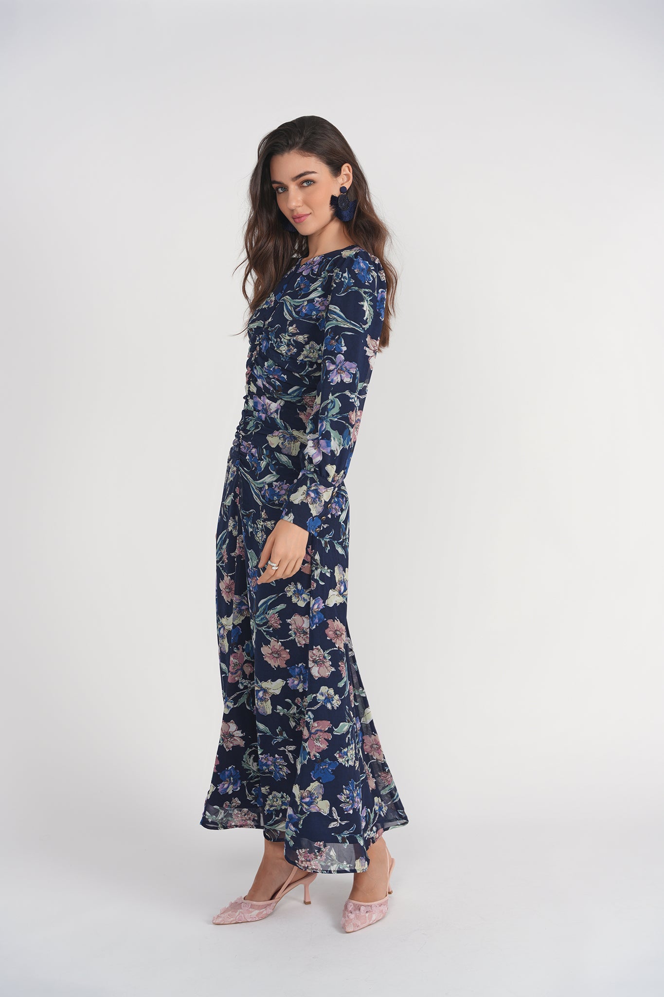 Michalie Midi- Navy Floral