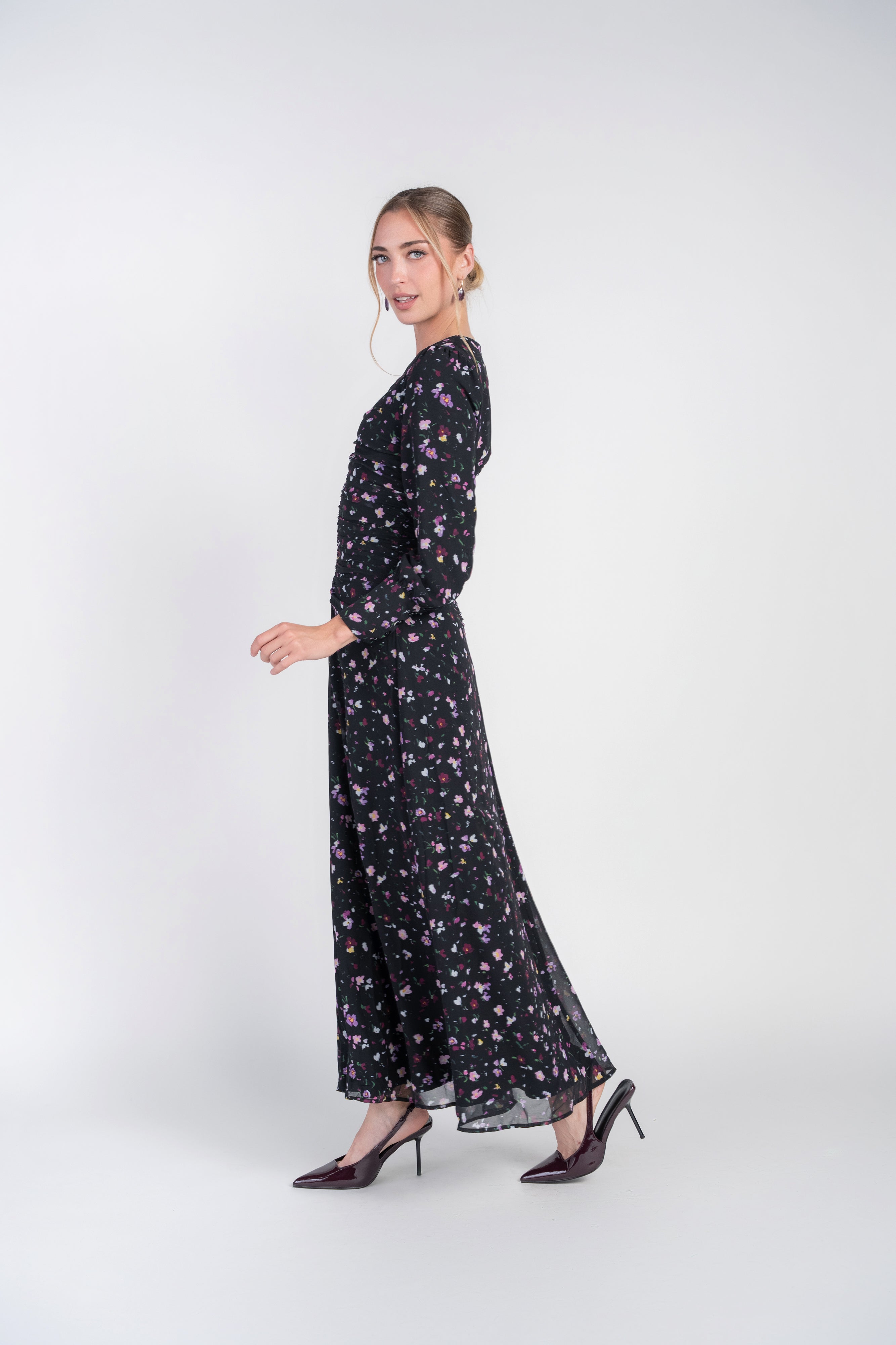 Michalie Midi- Preppy Floral on Black