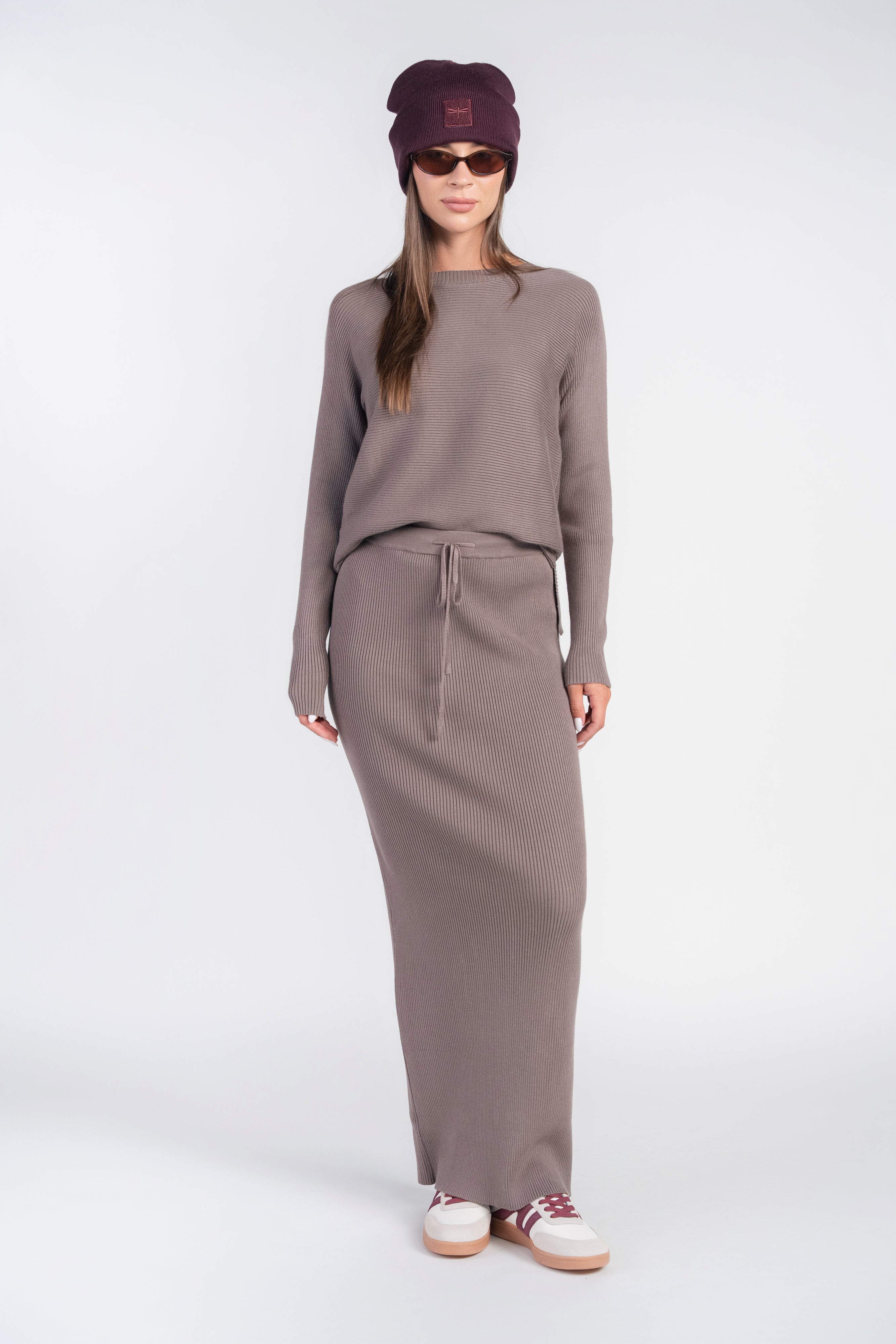 Sweater Rib Skirt- Mushroom