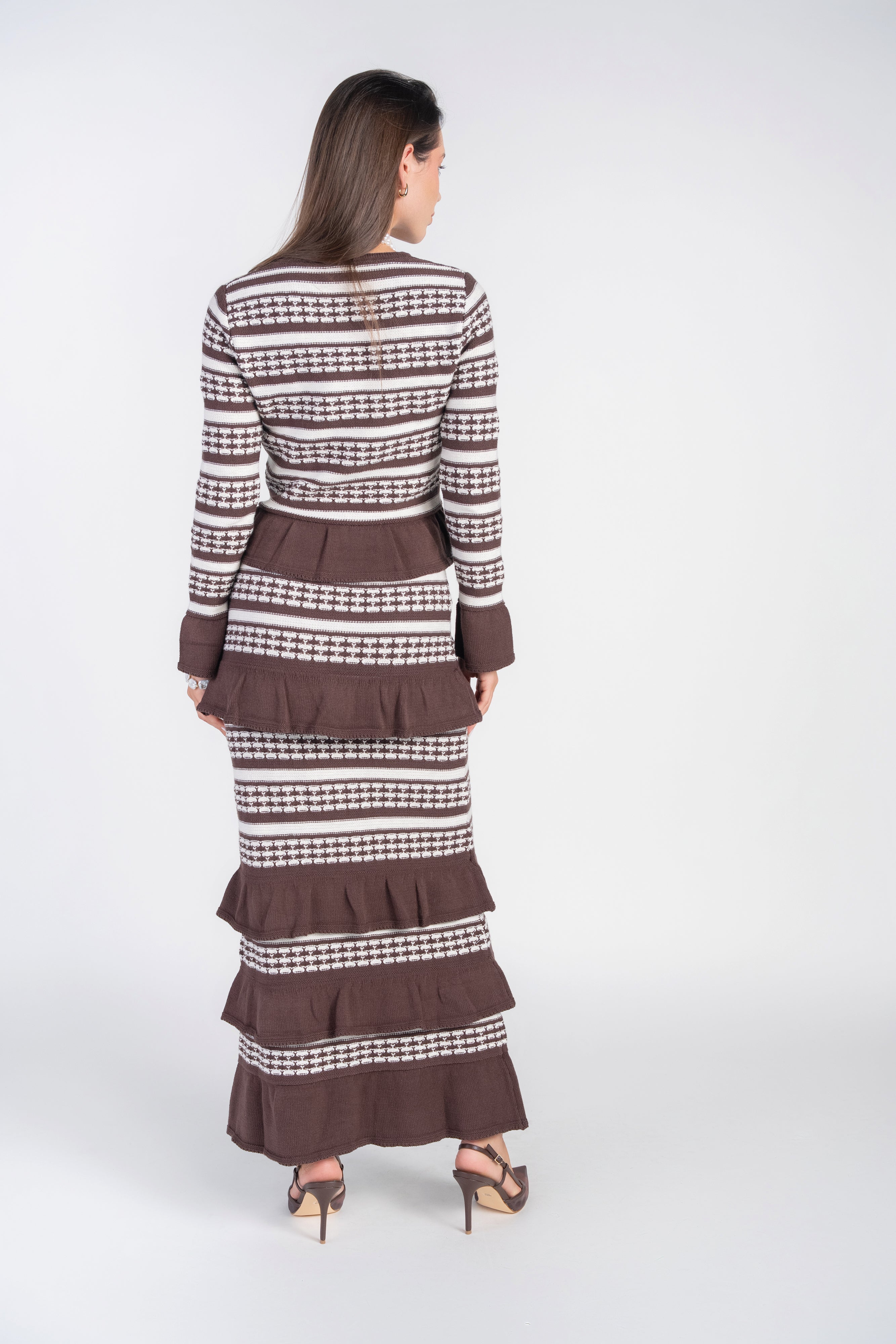 Crochet Knit Skirt- Chocolate and Cream