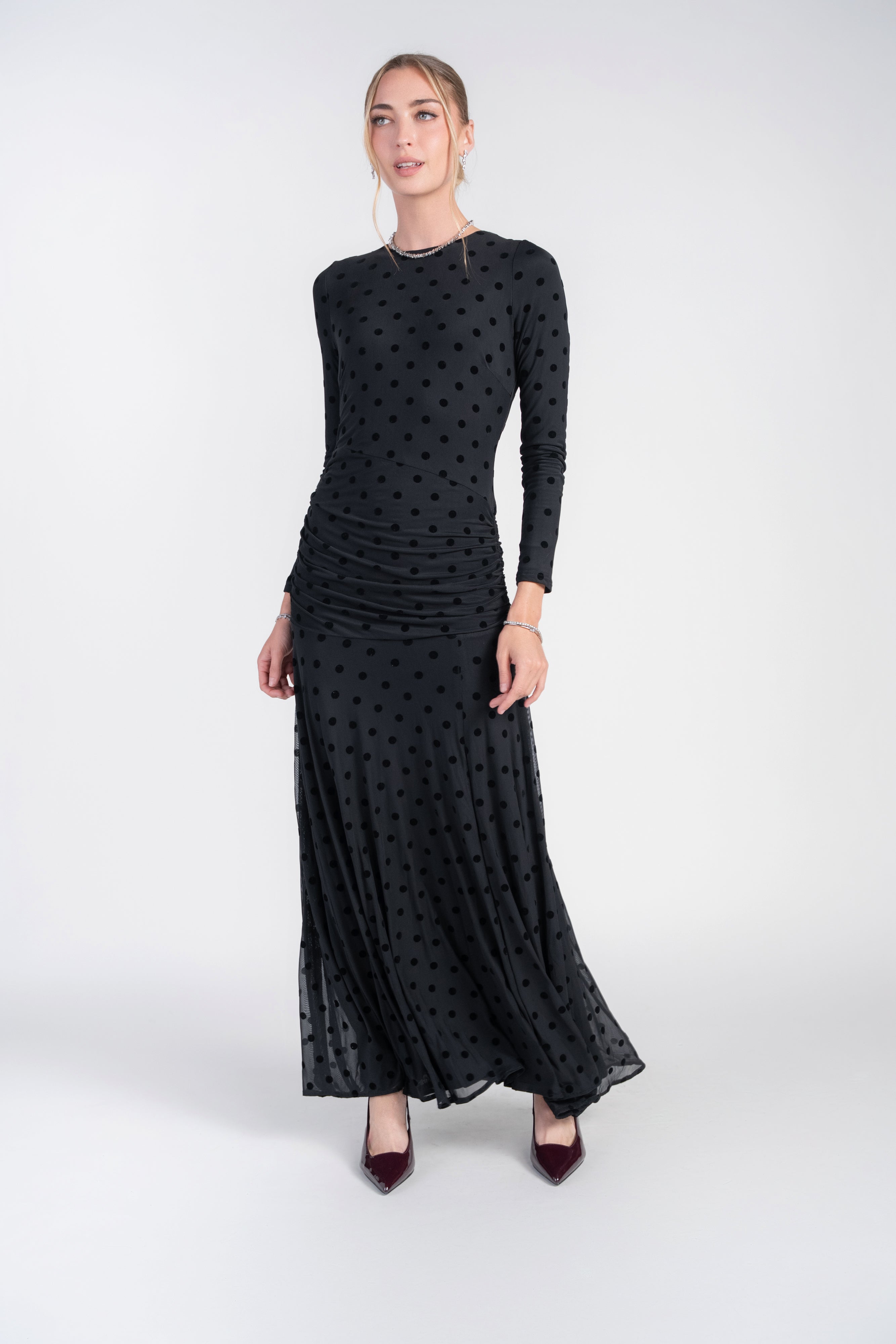 Verona Mesh Dot Dress- Black