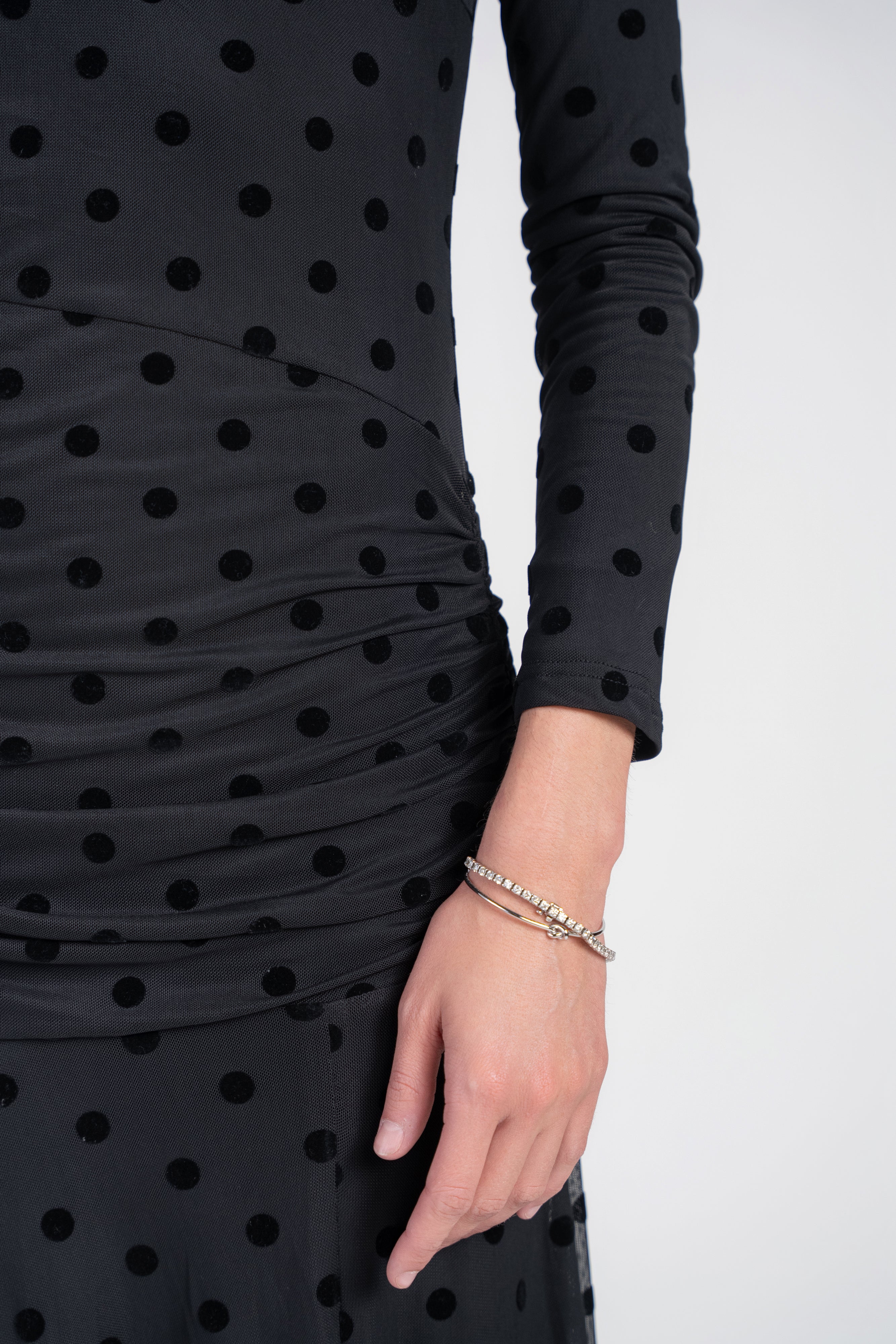 Verona Mesh Dot Dress- Black