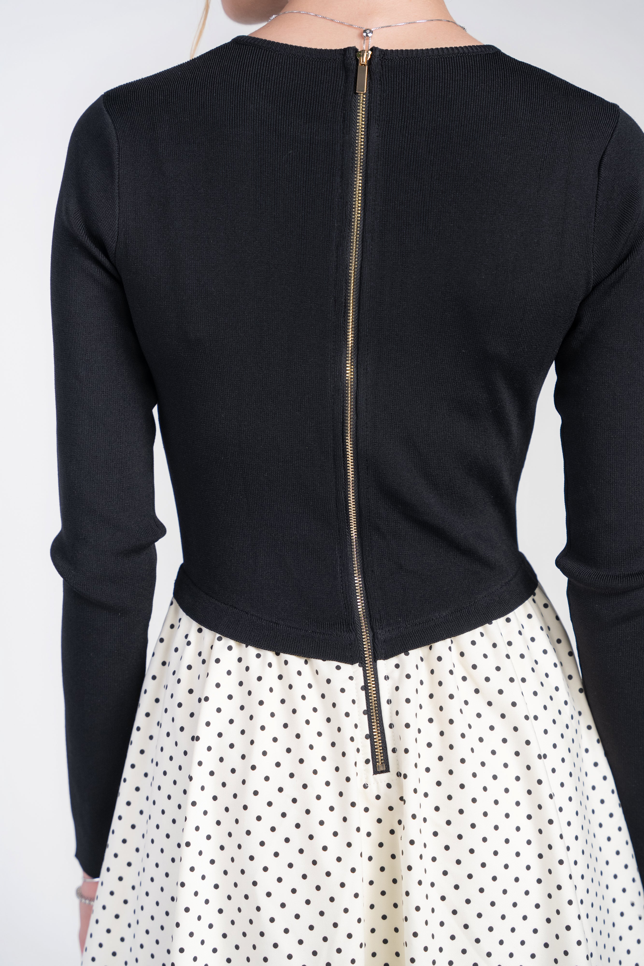 Bubble Hem Midi Dress- Polka Dot