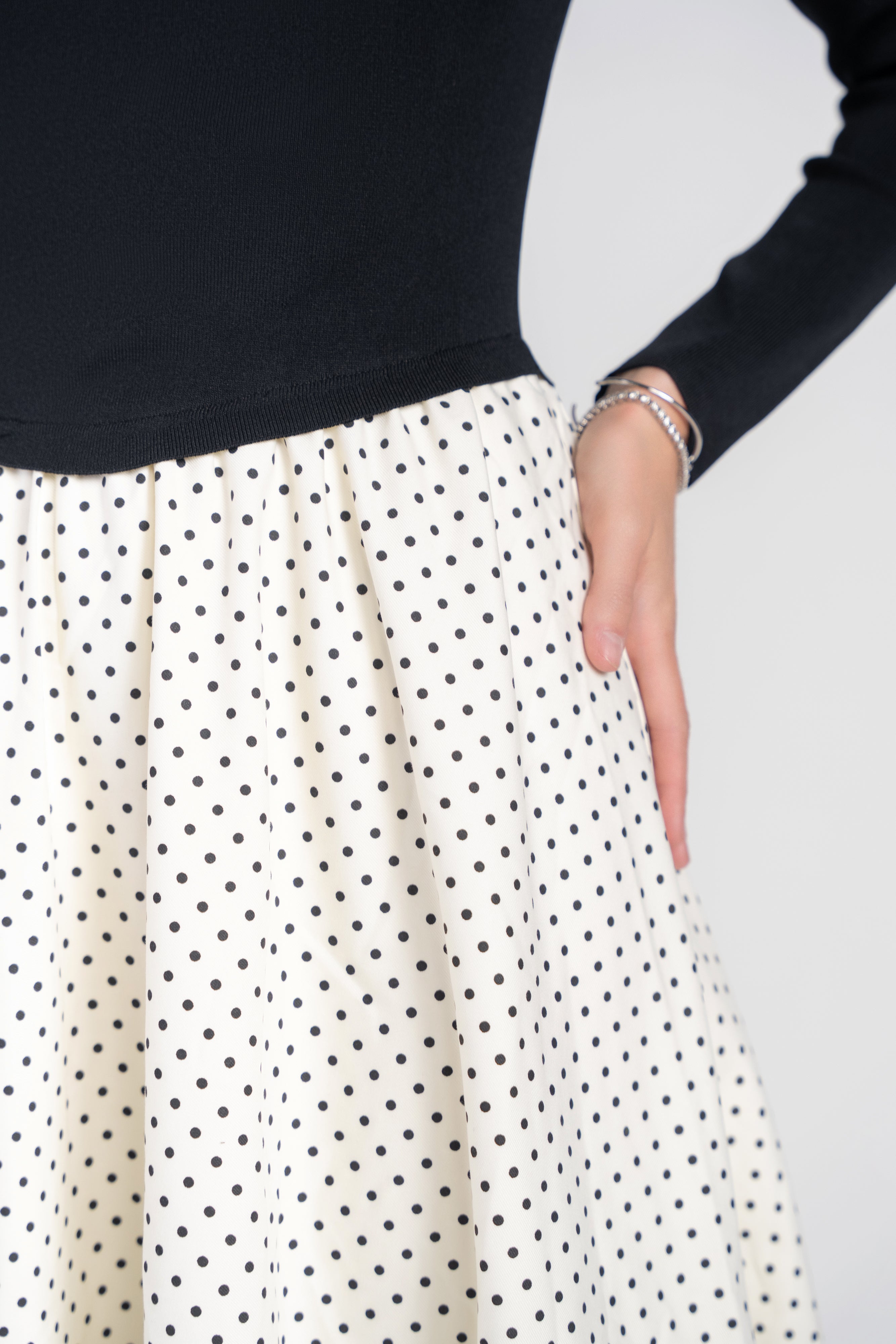 Bubble Hem Midi Dress- Polka Dot