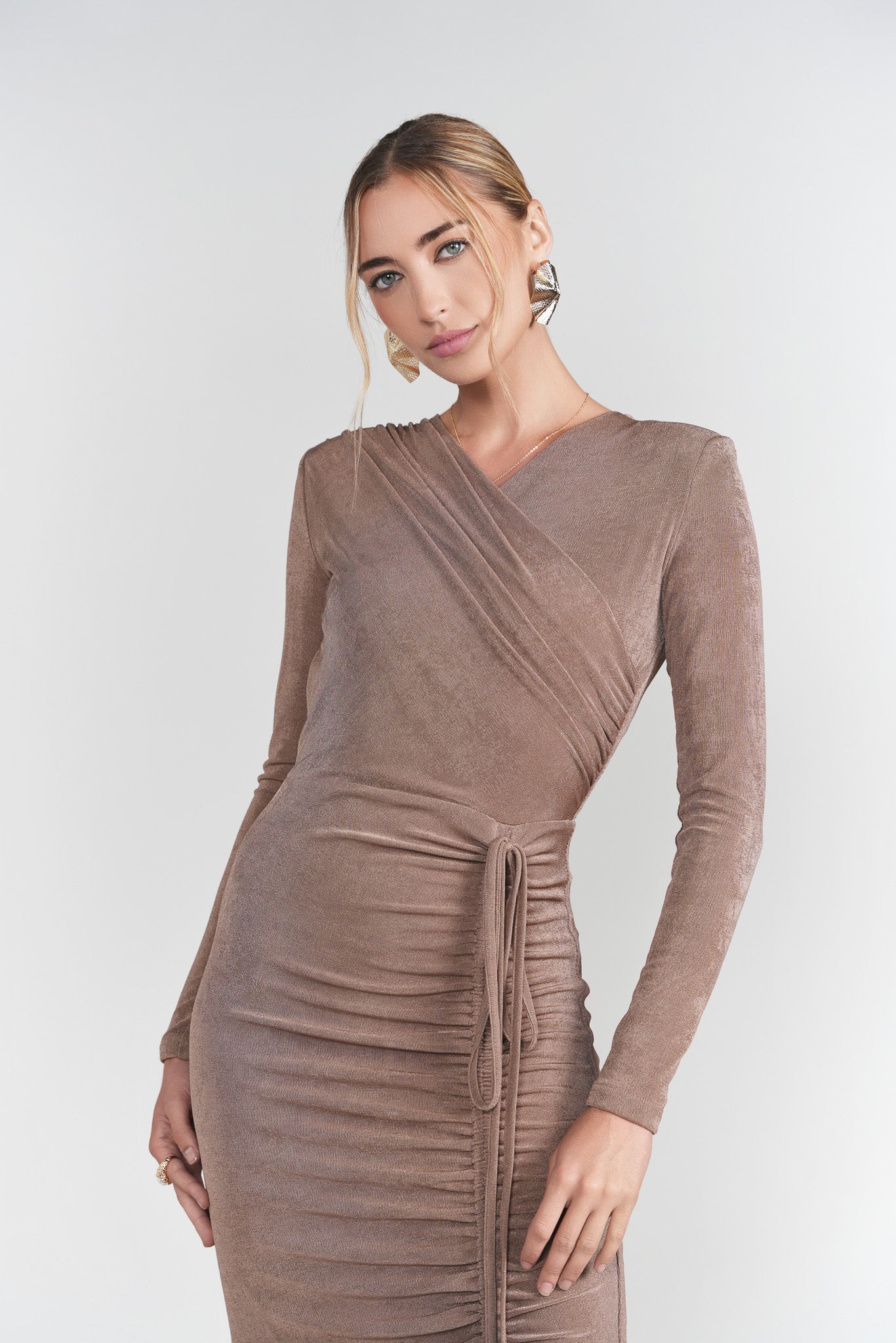 mink midi dress Rails | Solene Dress - Mink | Luxury Satin | Size M