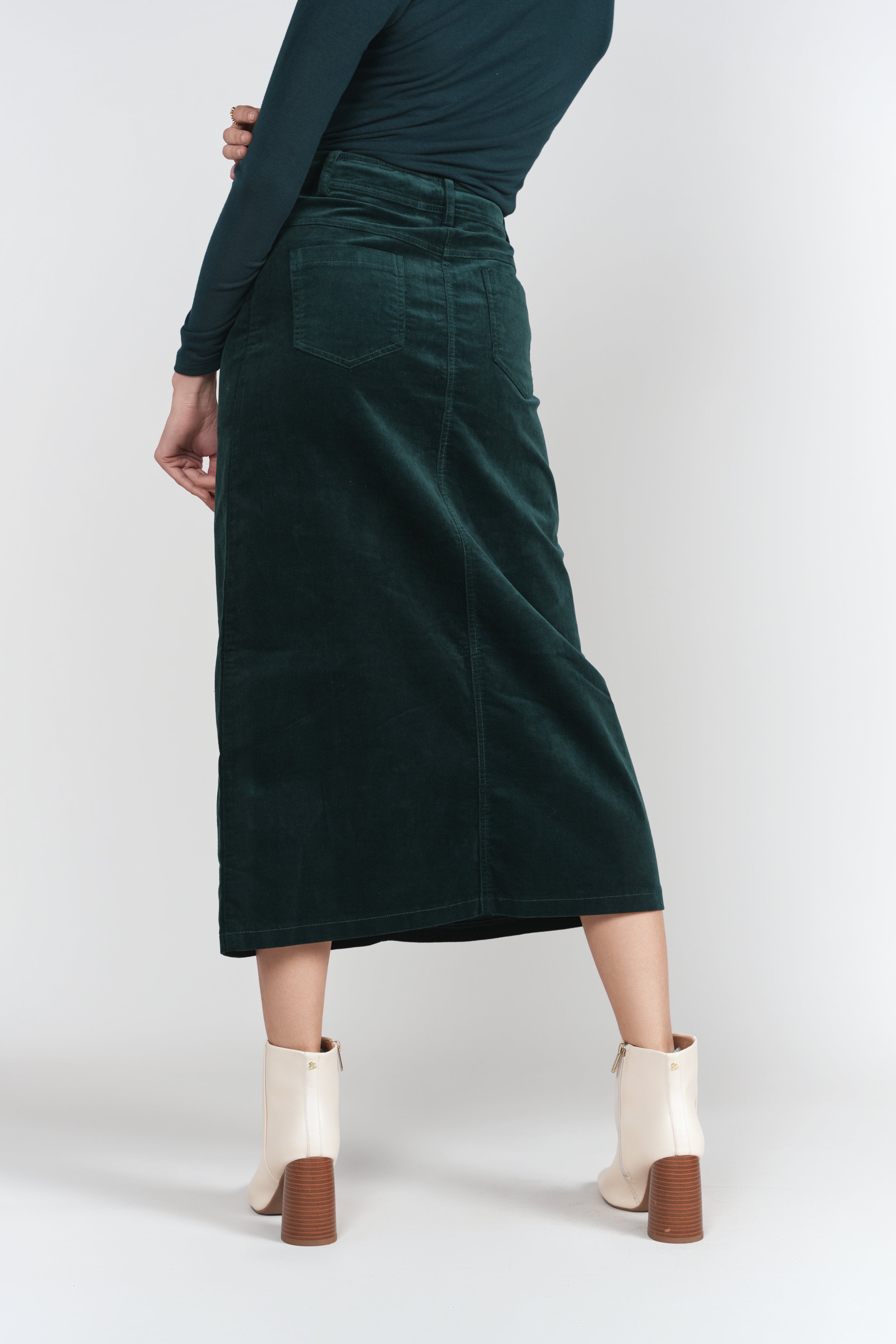 Fray Detail Corduroy Skirt