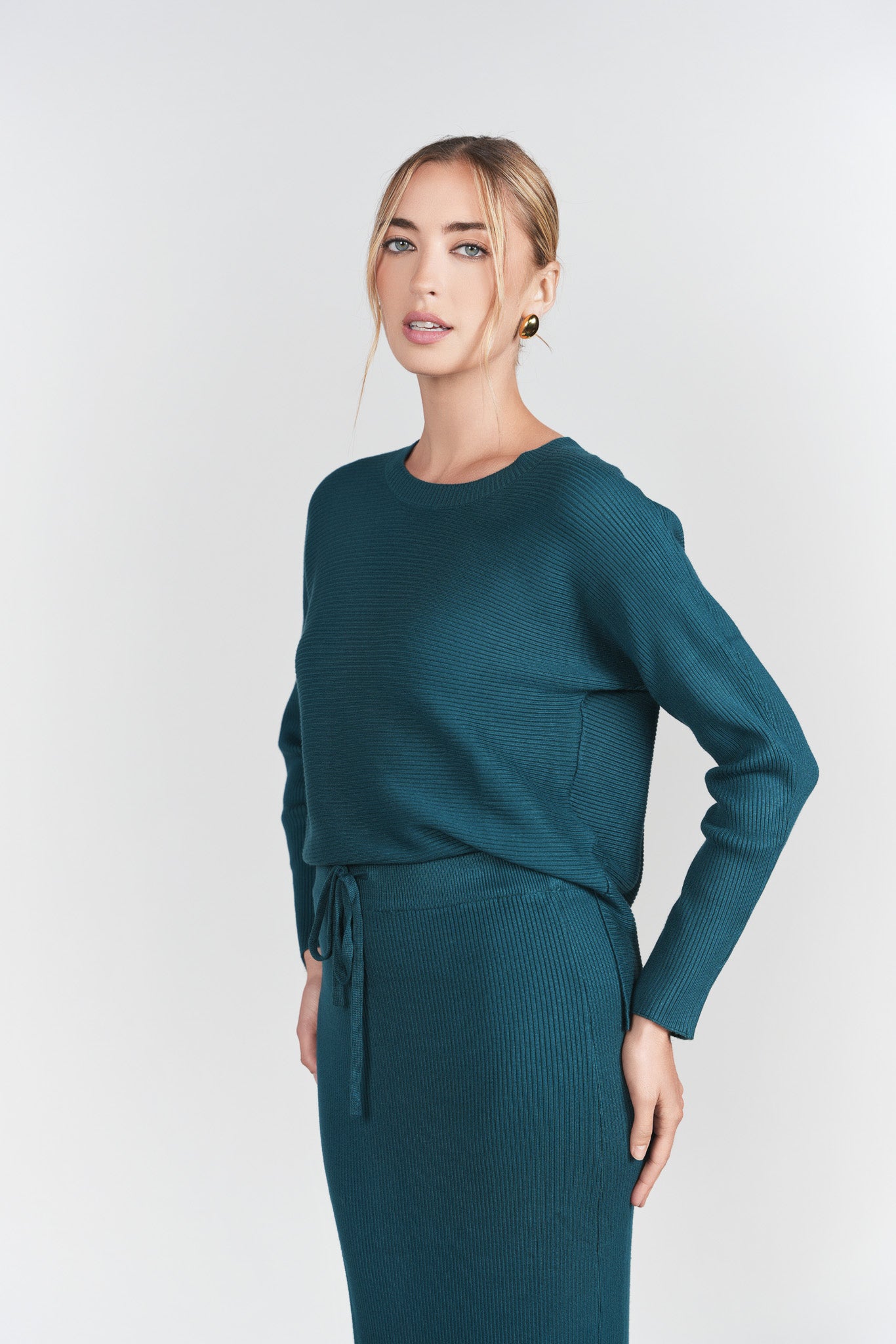 Sweater Rib Top- Teal