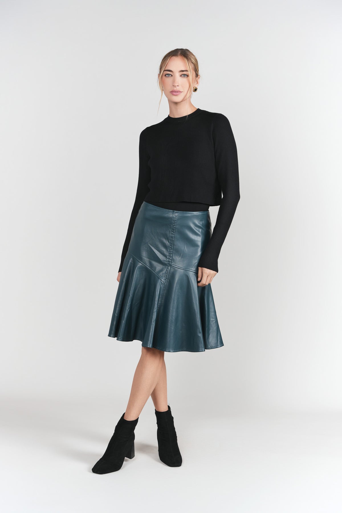 Pleated Turquoise Leather Skirts Leather Skirt Fringe Skirt